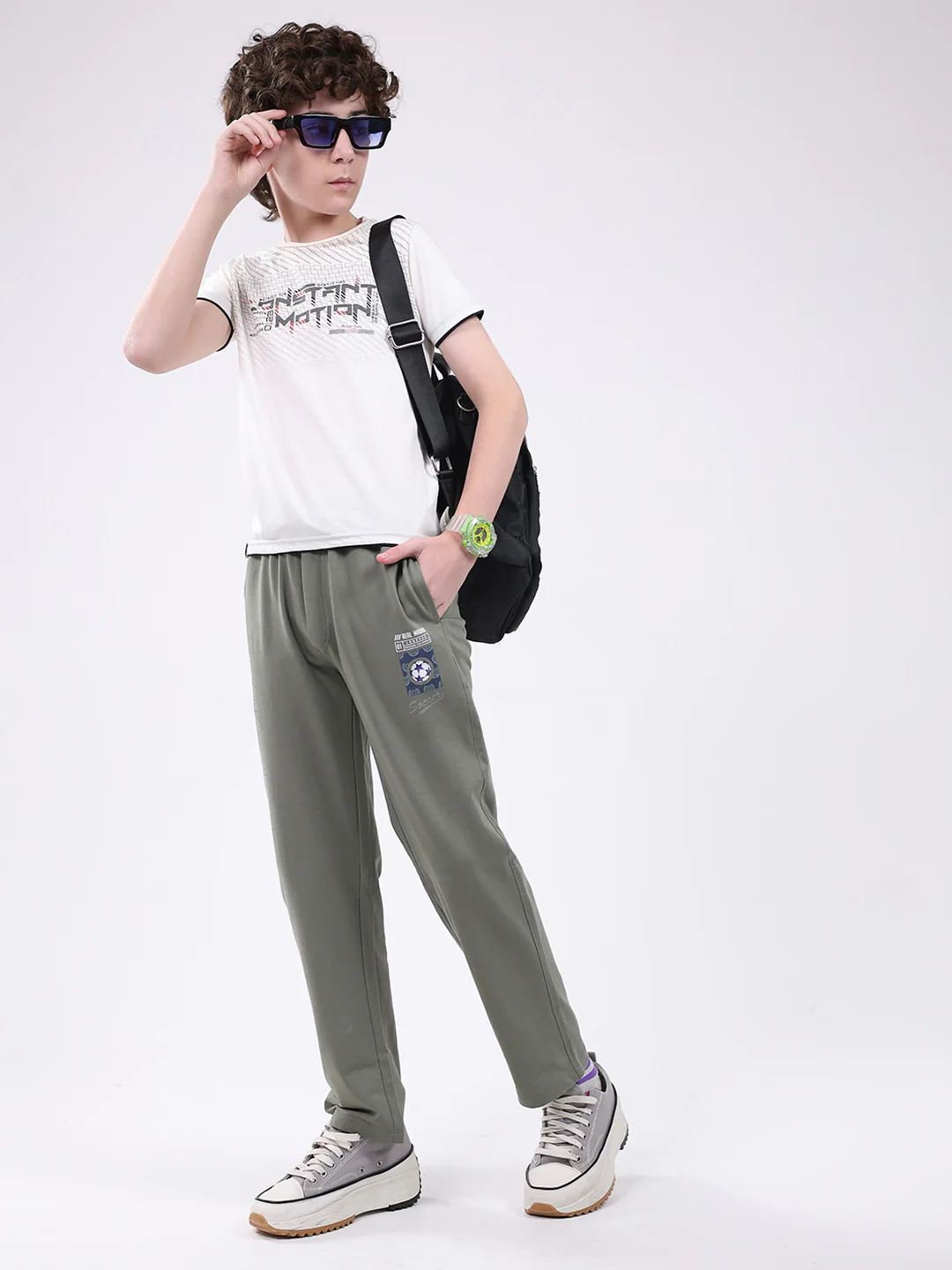 Boys Grey Printed Regular Fit Lower - Image 2