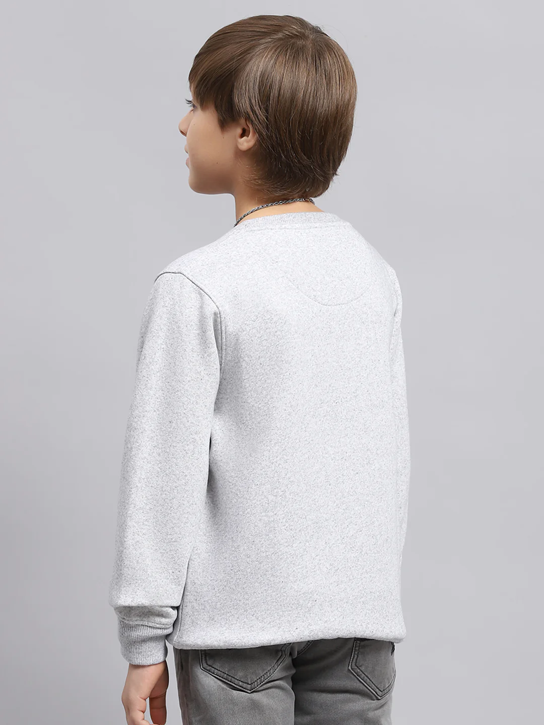 Boys Grey Printed Round Neck Full Sleeve Sweatshirt - Image 5