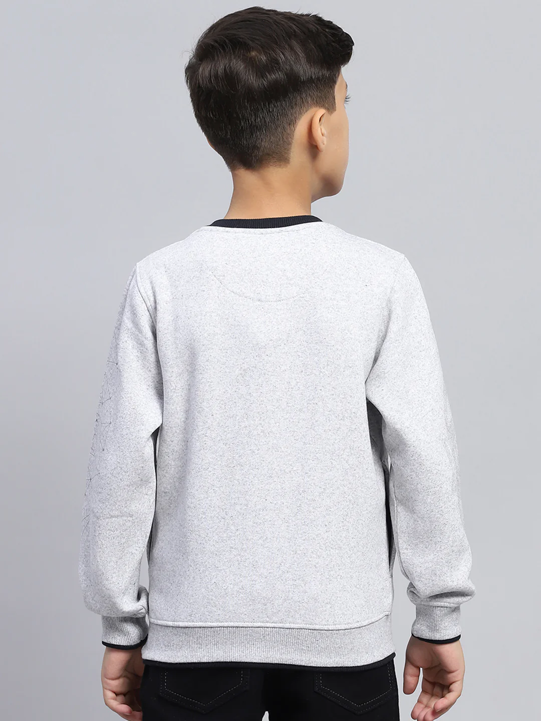 Boys Grey Printed Round Neck Full Sleeve Sweatshirt - Image 5