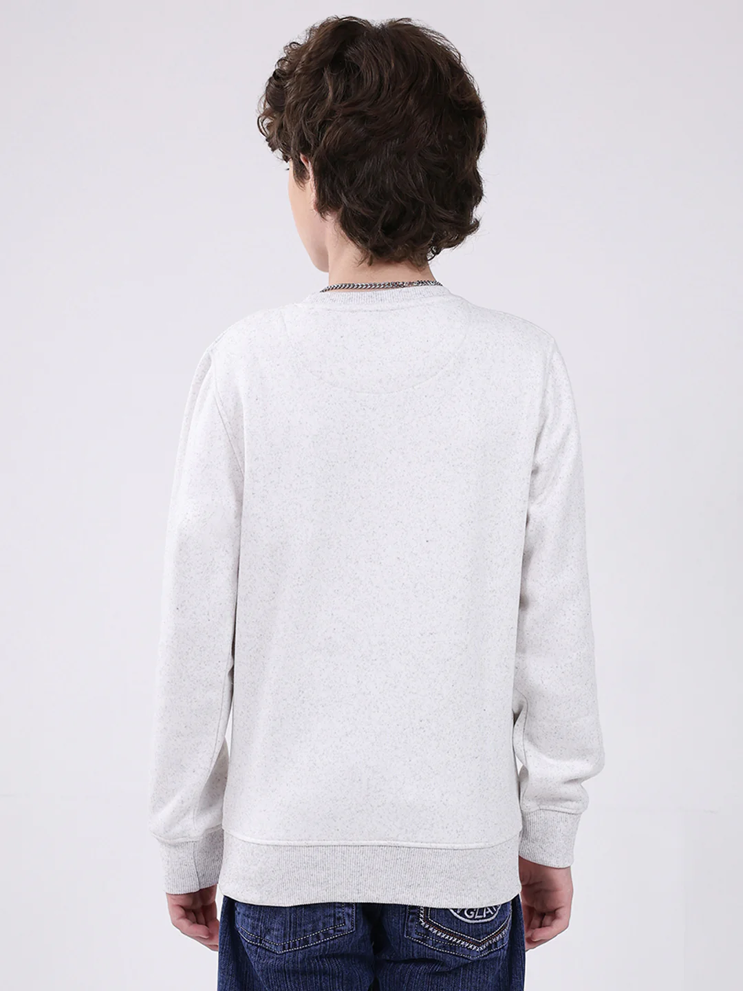 Boys Grey Printed Round Neck Full Sleeve Sweatshirt - Image 5