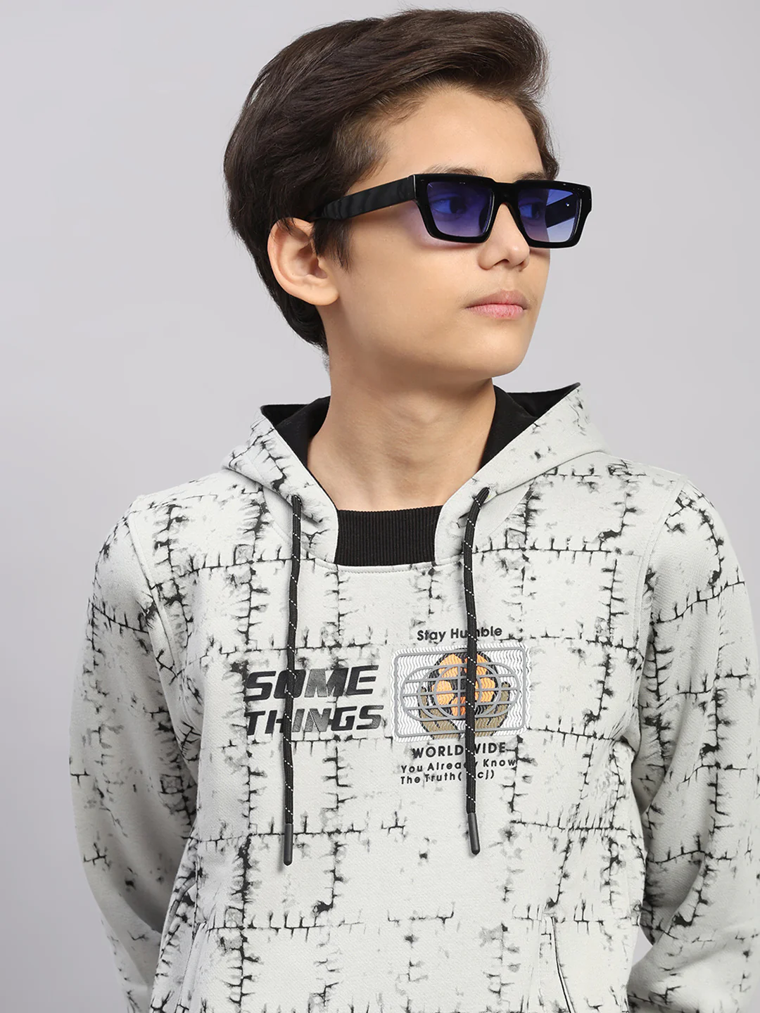 Boys Grey Printed Round Neck Full Sleeve Sweatshirt - Image 6