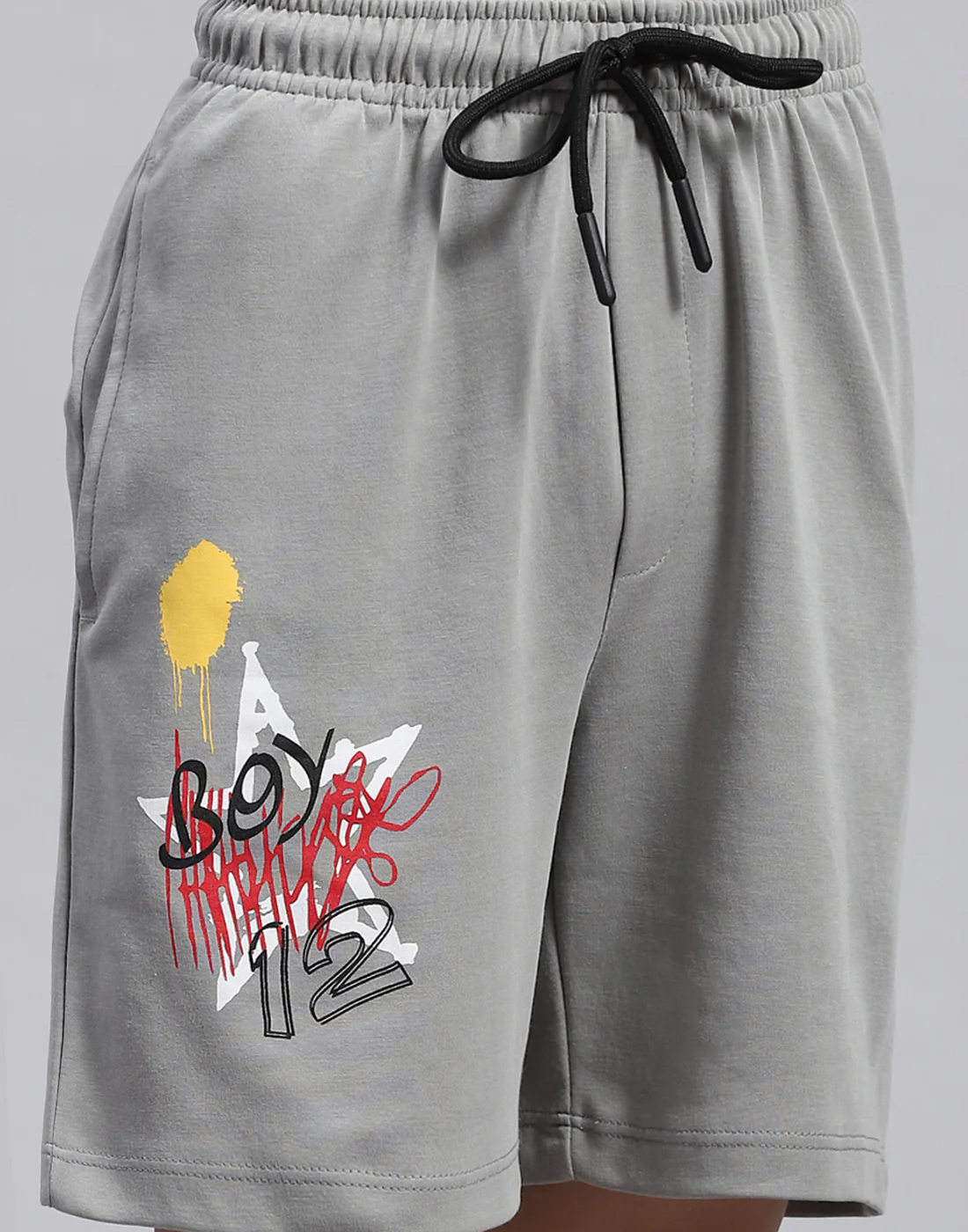 Boys Grey Printed Round Neck Half Sleeve Bermuda Set - Image 8