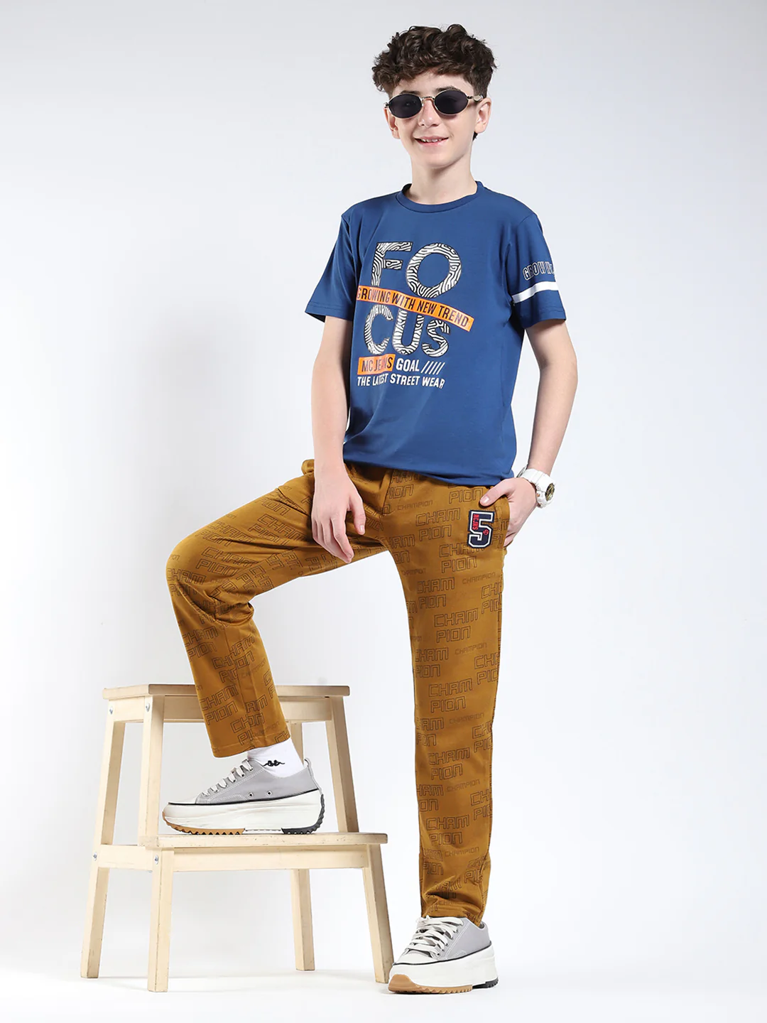 Boys Khaki Printed Regular Fit Lower - Image 2