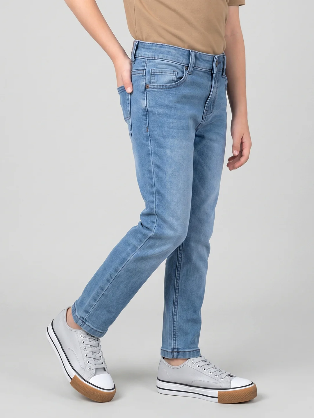 Boys Light Blue Light Wash Slim Fit Denim - Image 3