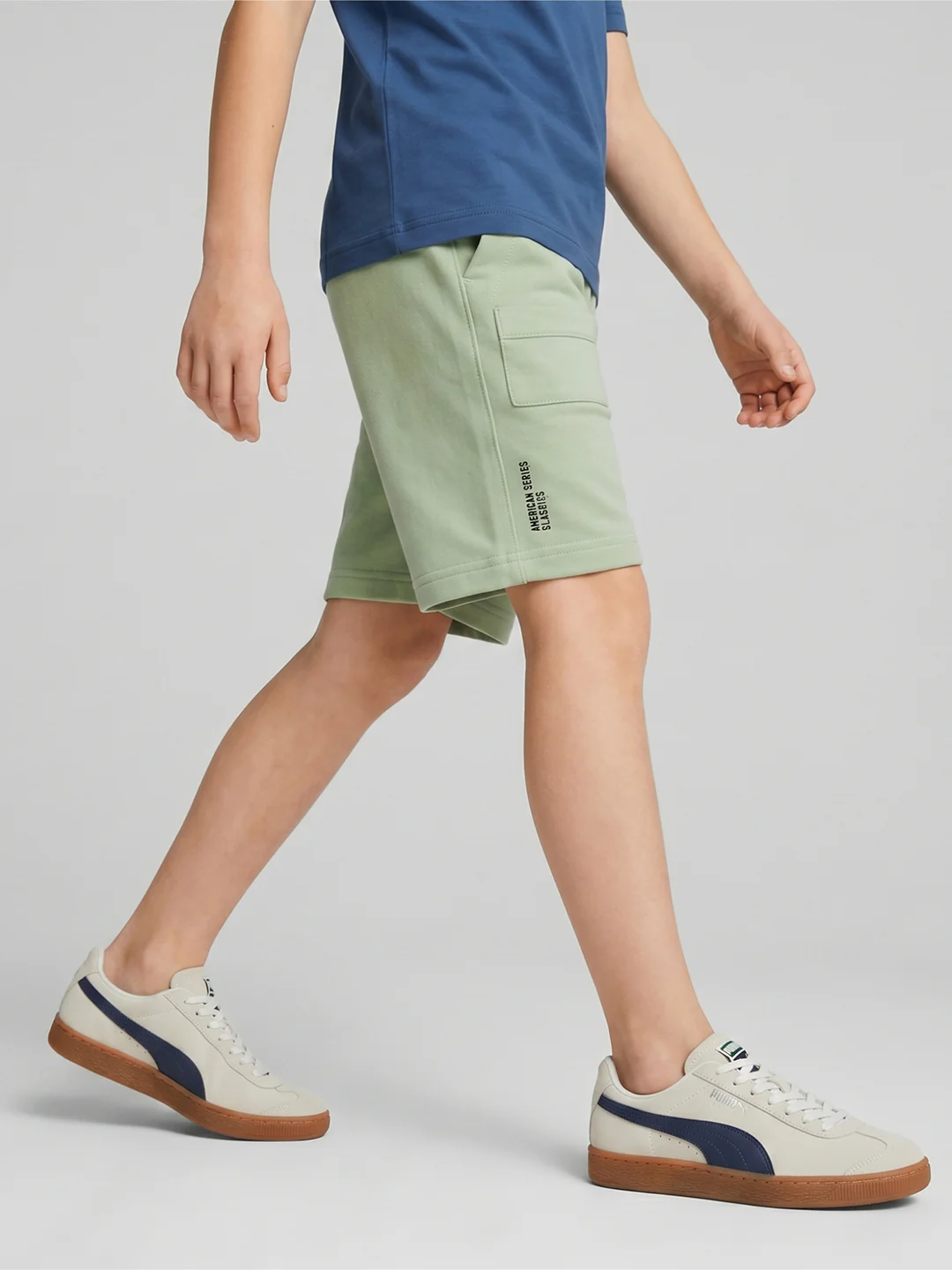 Boys Light Green Solid Regular Fit Shorts - Image 3