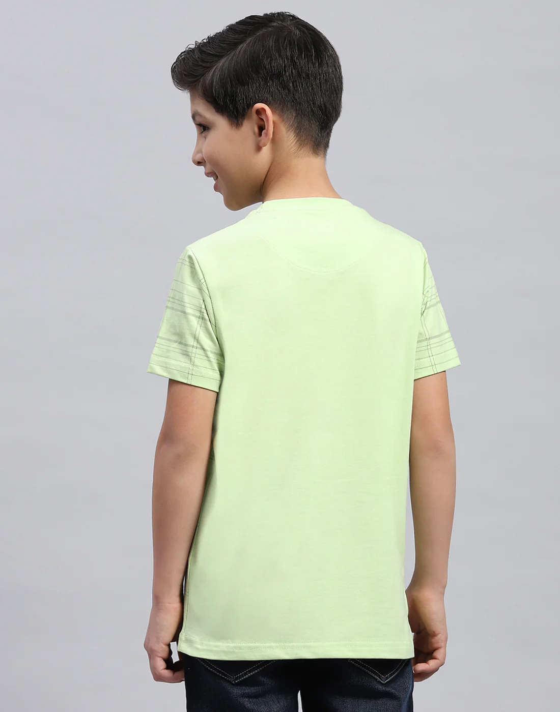 Boys Lime Green Printed Round Neck Half Sleeve T-Shirt - Image 5