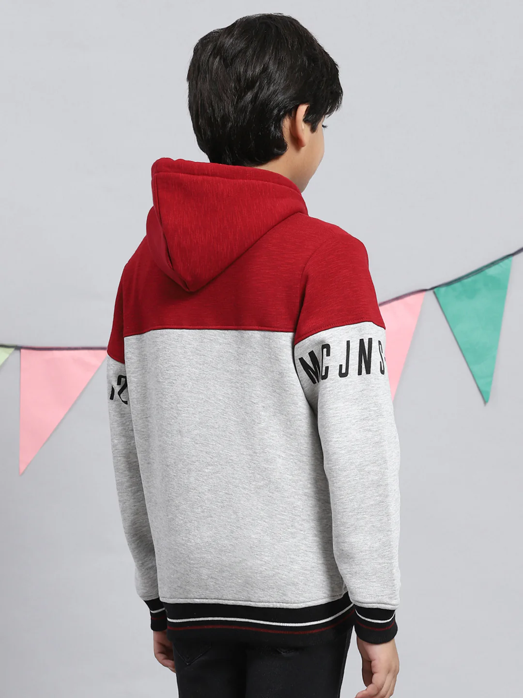 Boys Maroon & Grey Printed Sweatshirt - Image 4