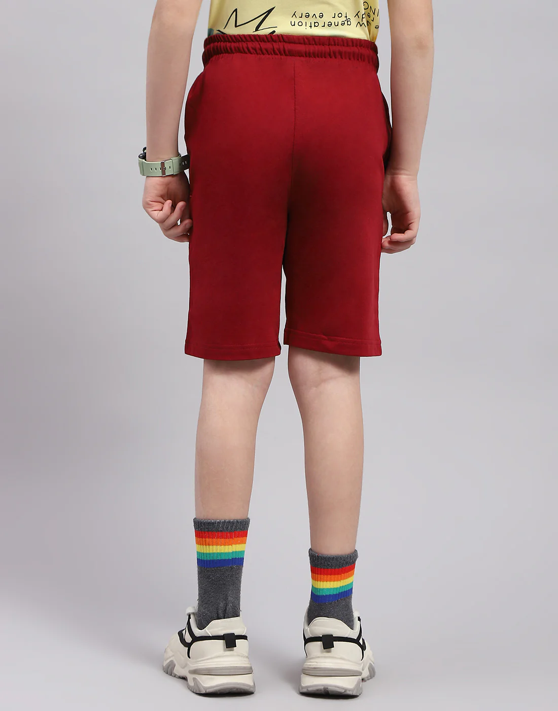 Boys Maroon Printed Bermuda - Image 5