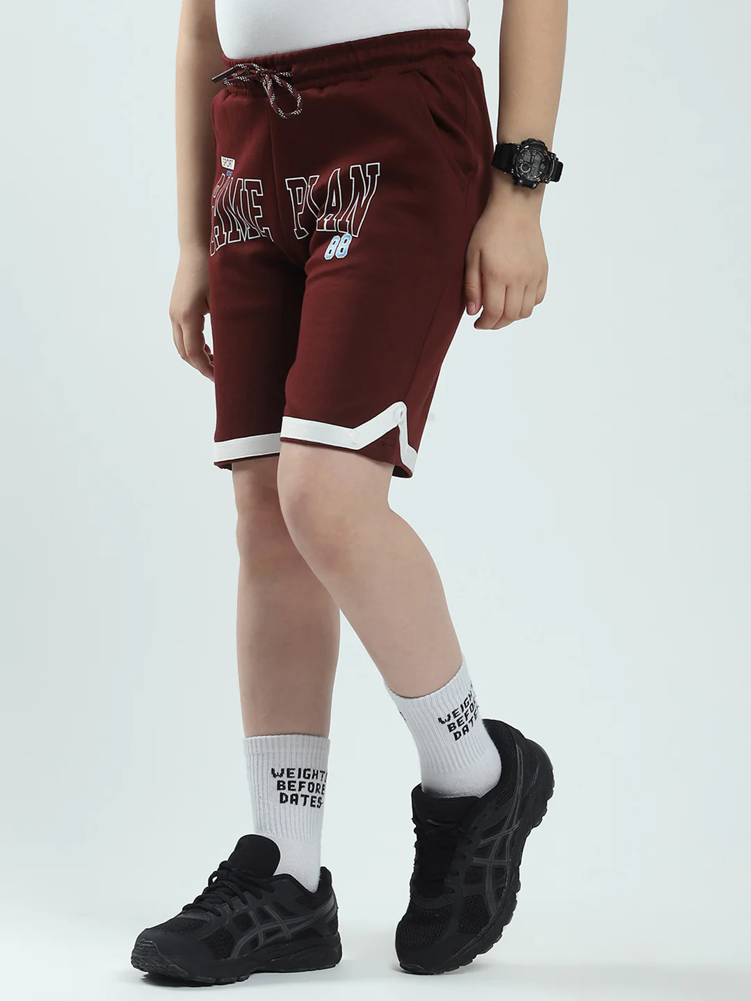 Boys Maroon Printed Regular Fit Bermuda - Image 3