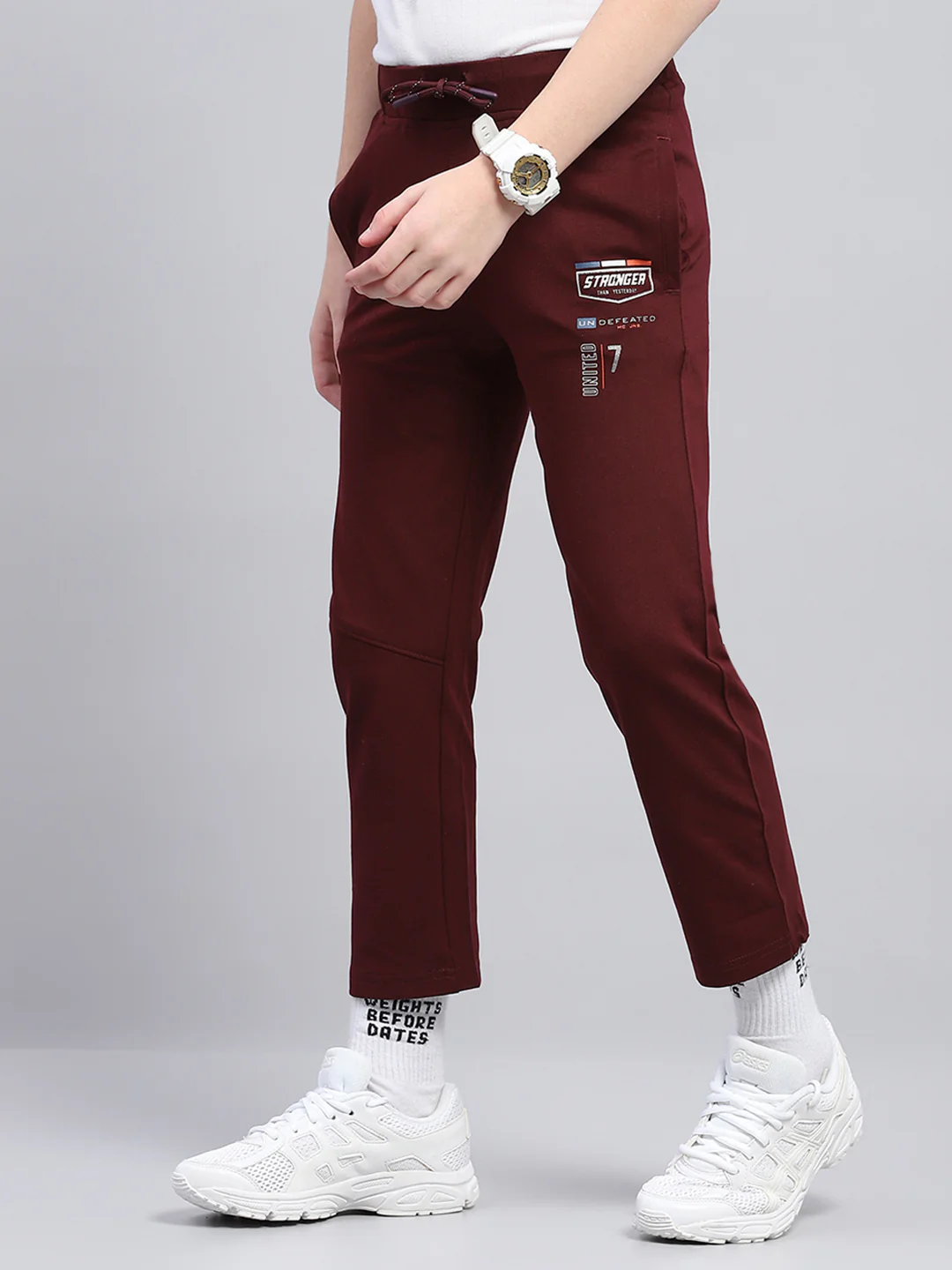 Boys Maroon Printed Regular Fit Lower - Image 3