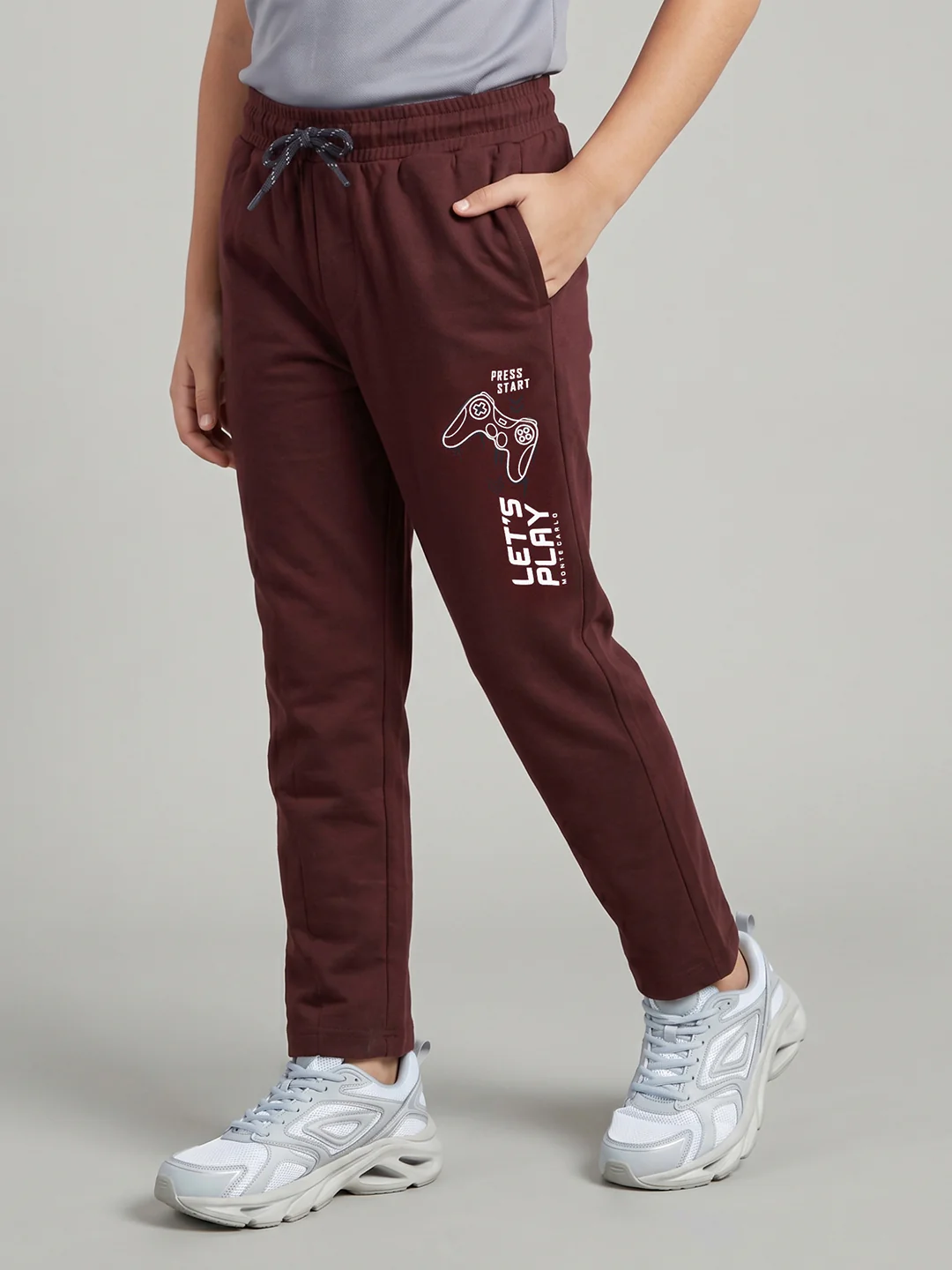 Boys Maroon Printed Regular Fit Lower - Image 3