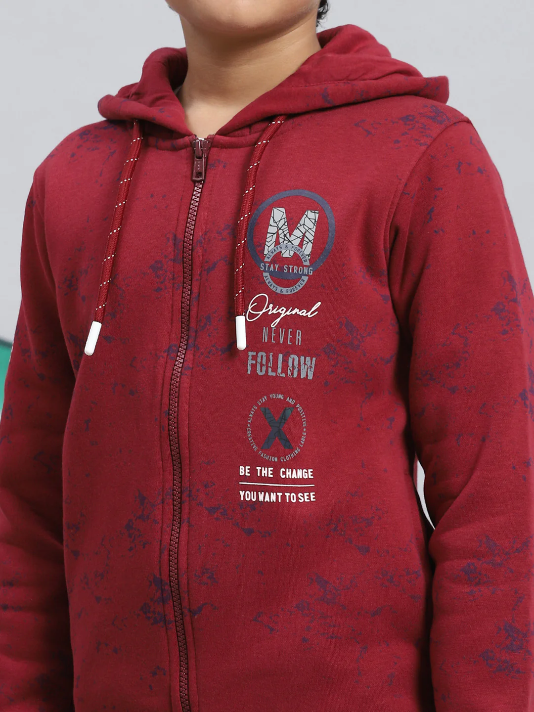 Boys Maroon Printed Sweatshirt - Image 6