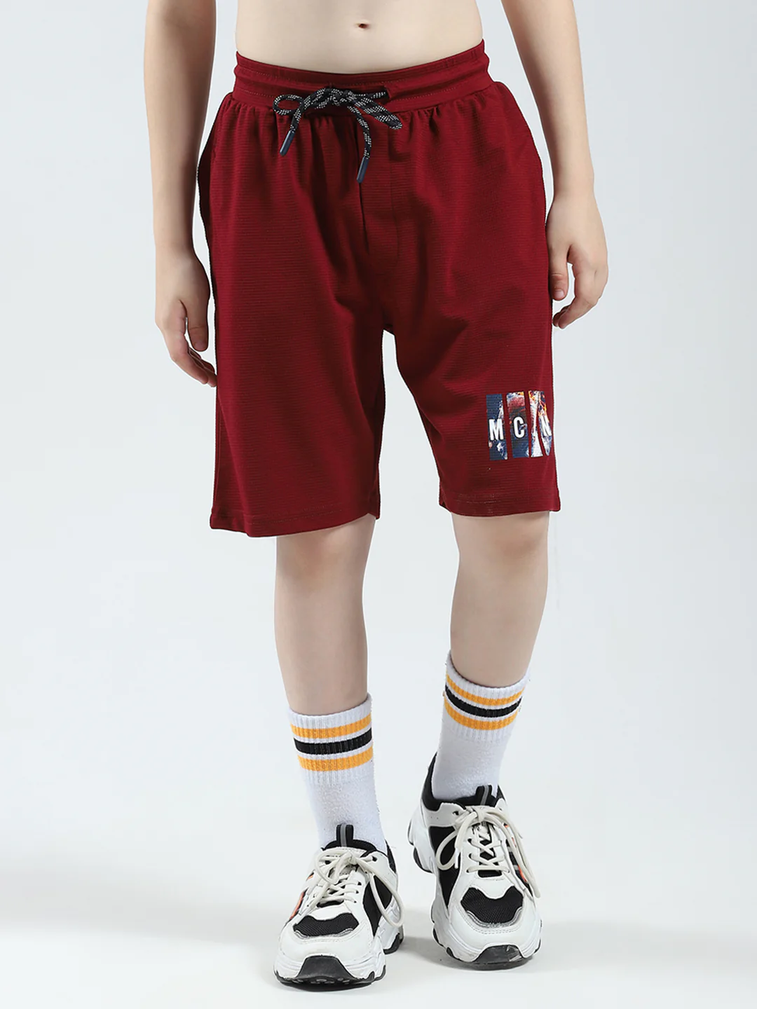 Boys Maroon Printed Round Neck Half Sleeve Bermuda Set - Image 6