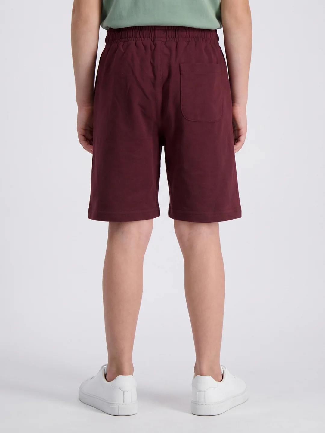 Boys Maroon Solid Regular Fit Shorts - Image 4