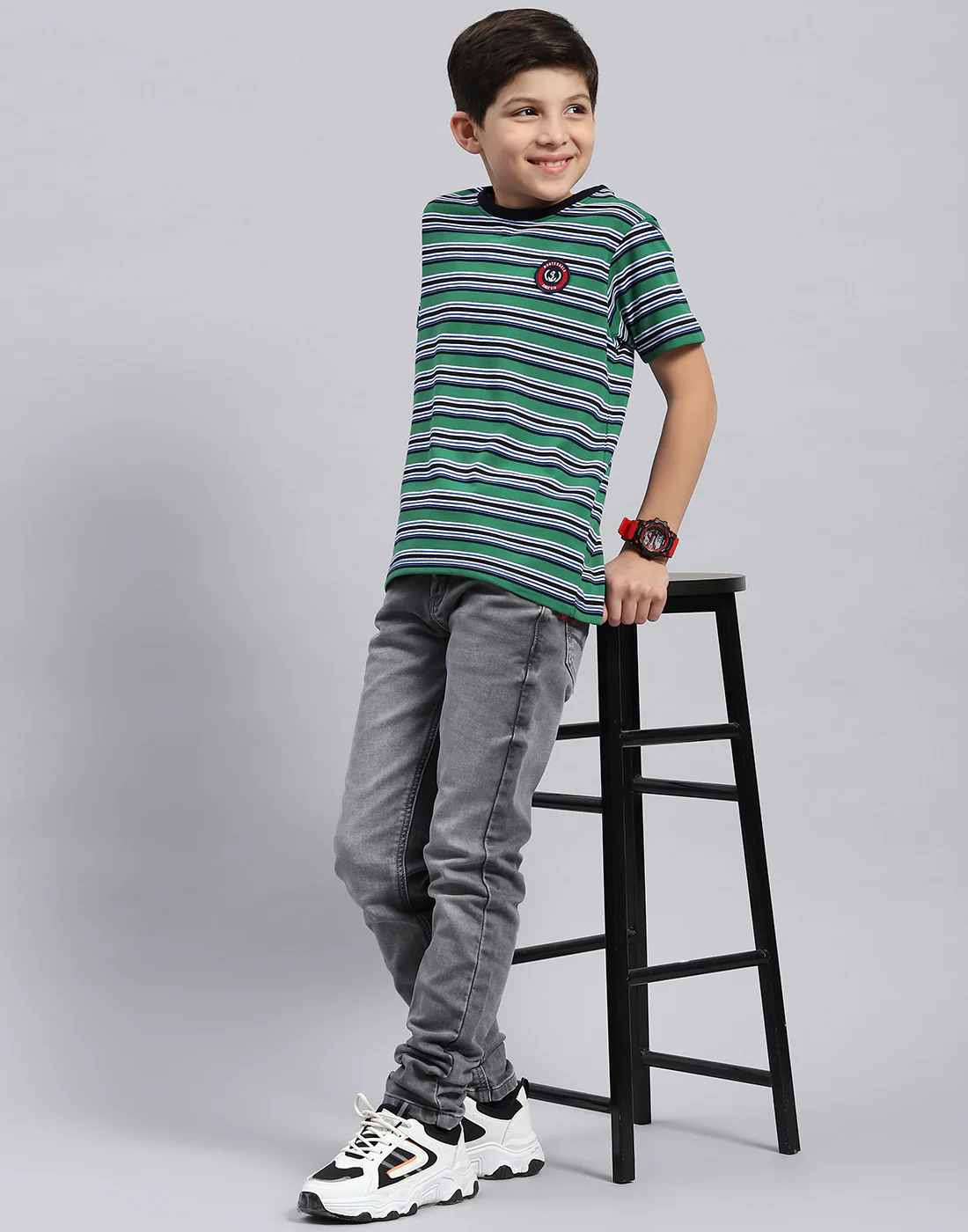 Boys Multi Color Printed Round Neck Half Sleeve T-Shirt - Image 2