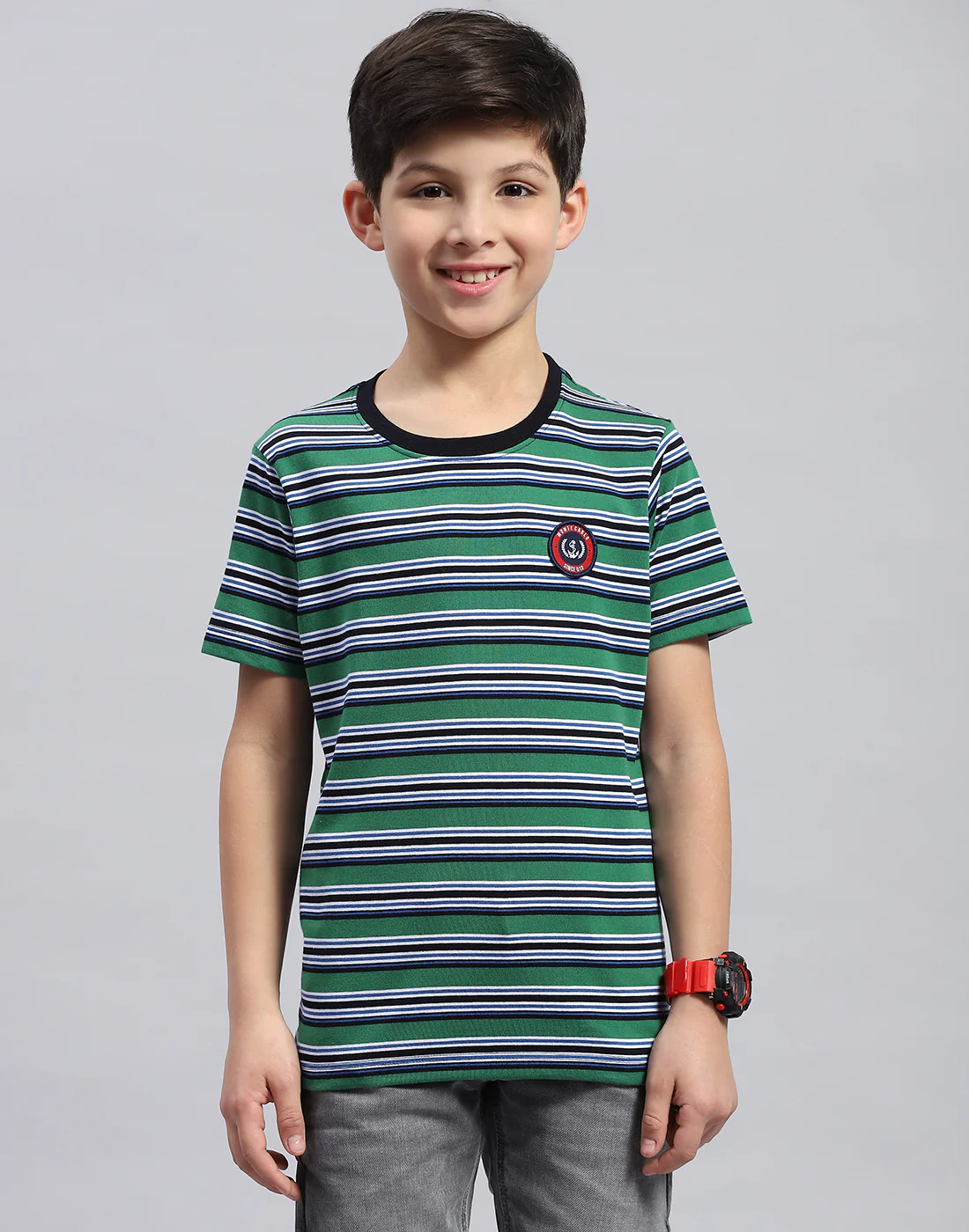 Boys Multi Color Printed Round Neck Half Sleeve T-Shirt - Image 3