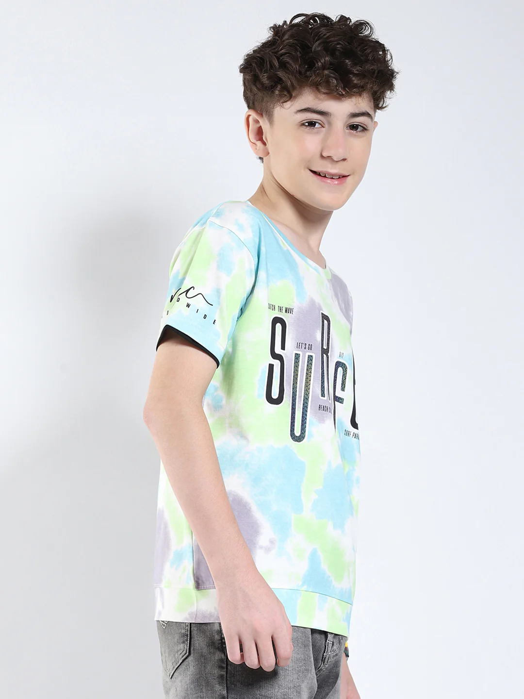 Boys Multicolor Printed Round Neck Half Sleeve T-Shirt - Image 4