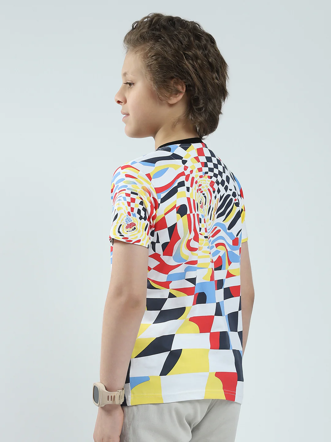 Boys Multicolor Printed Round Neck Half Sleeve T-Shirt - Image 5