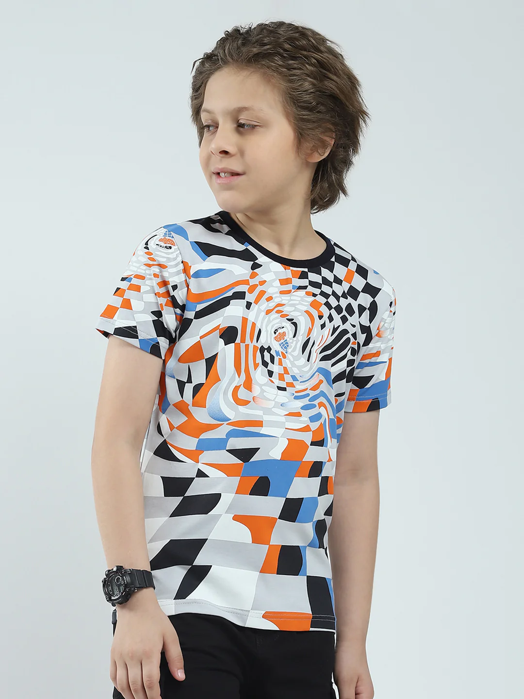Boys Multicolor Printed Round Neck Half Sleeve T-Shirt - Image 4