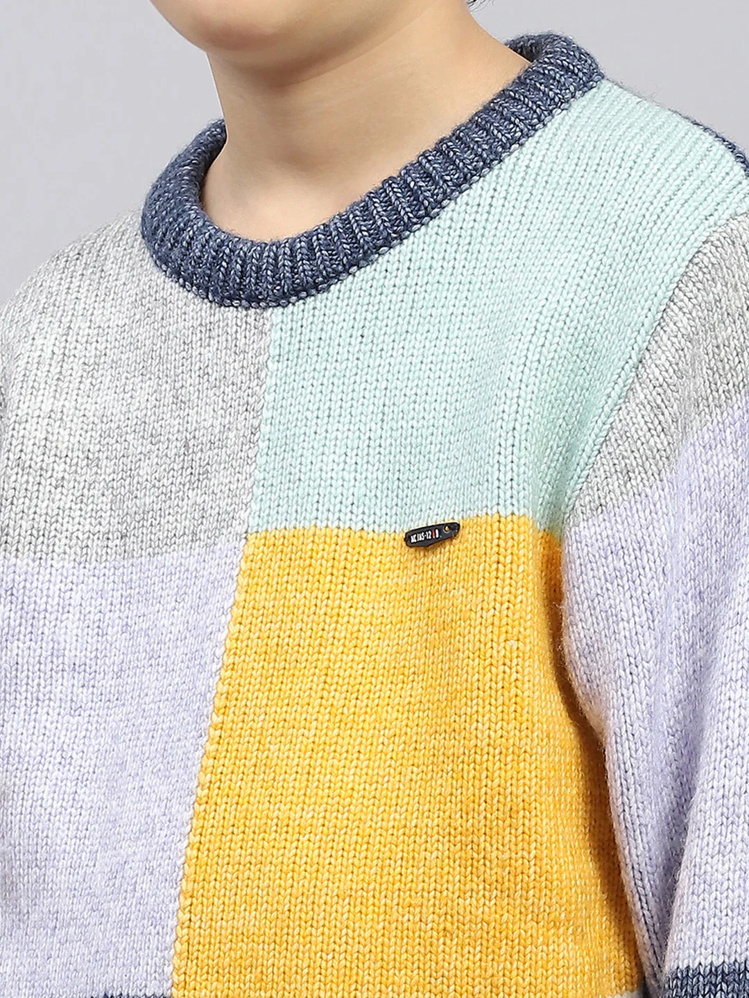 Boys Multicolor Self Design Round Neck Full Sleeve Pullover - Image 6