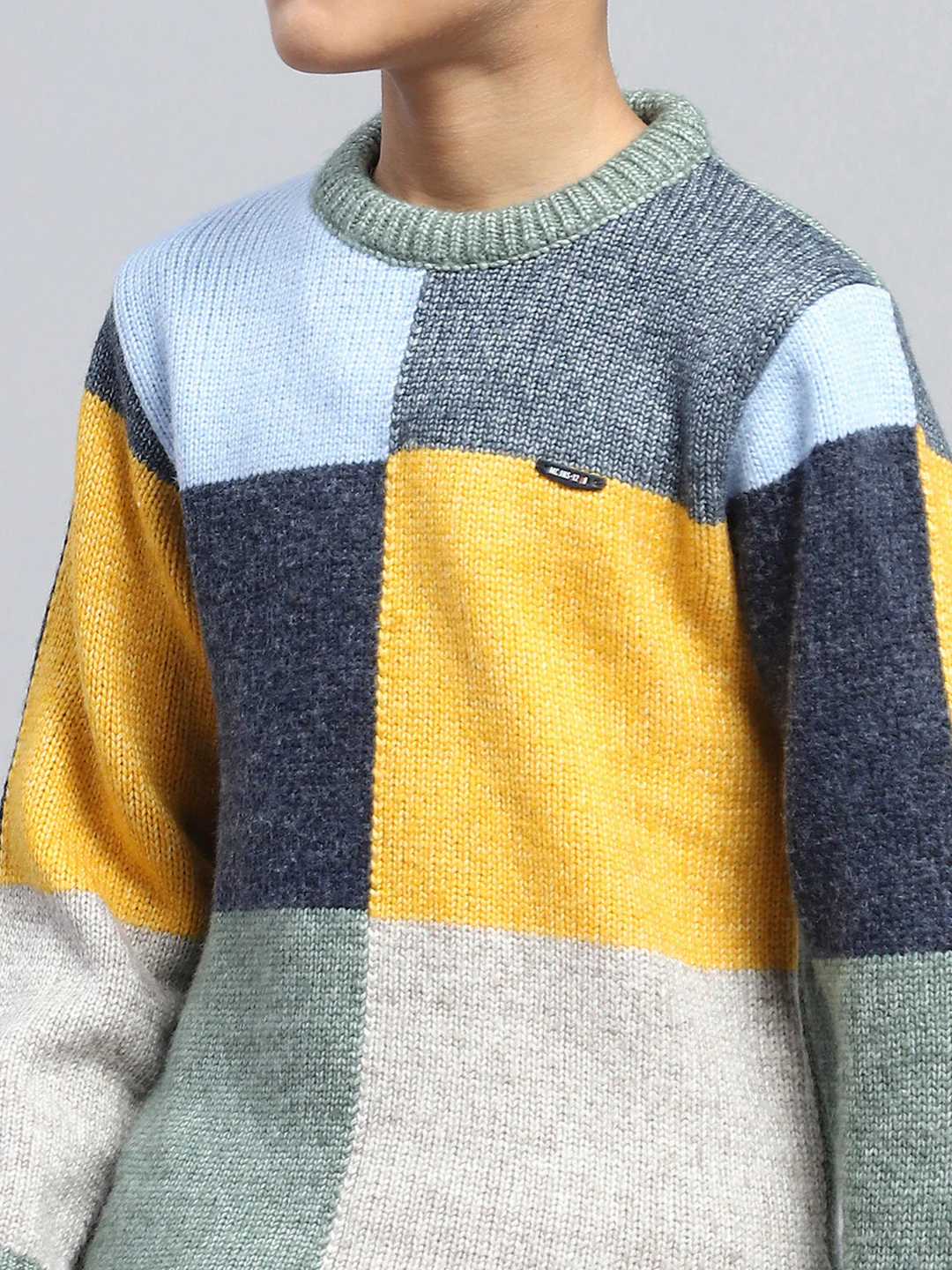 Boys Multicolor Self Design Round Neck Full Sleeve Pullover - Image 6