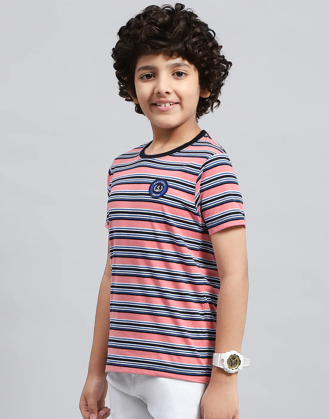 Boys Multicolor Stripe Round Neck Half Sleeve T-Shirt (Pack of 3) - Image 5