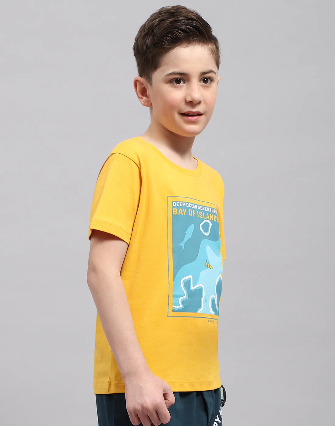 Boys Mustar & Aqua Blue Printed Round Neck Half Sleeve T-Shirt (Pack of 2) - Image 5