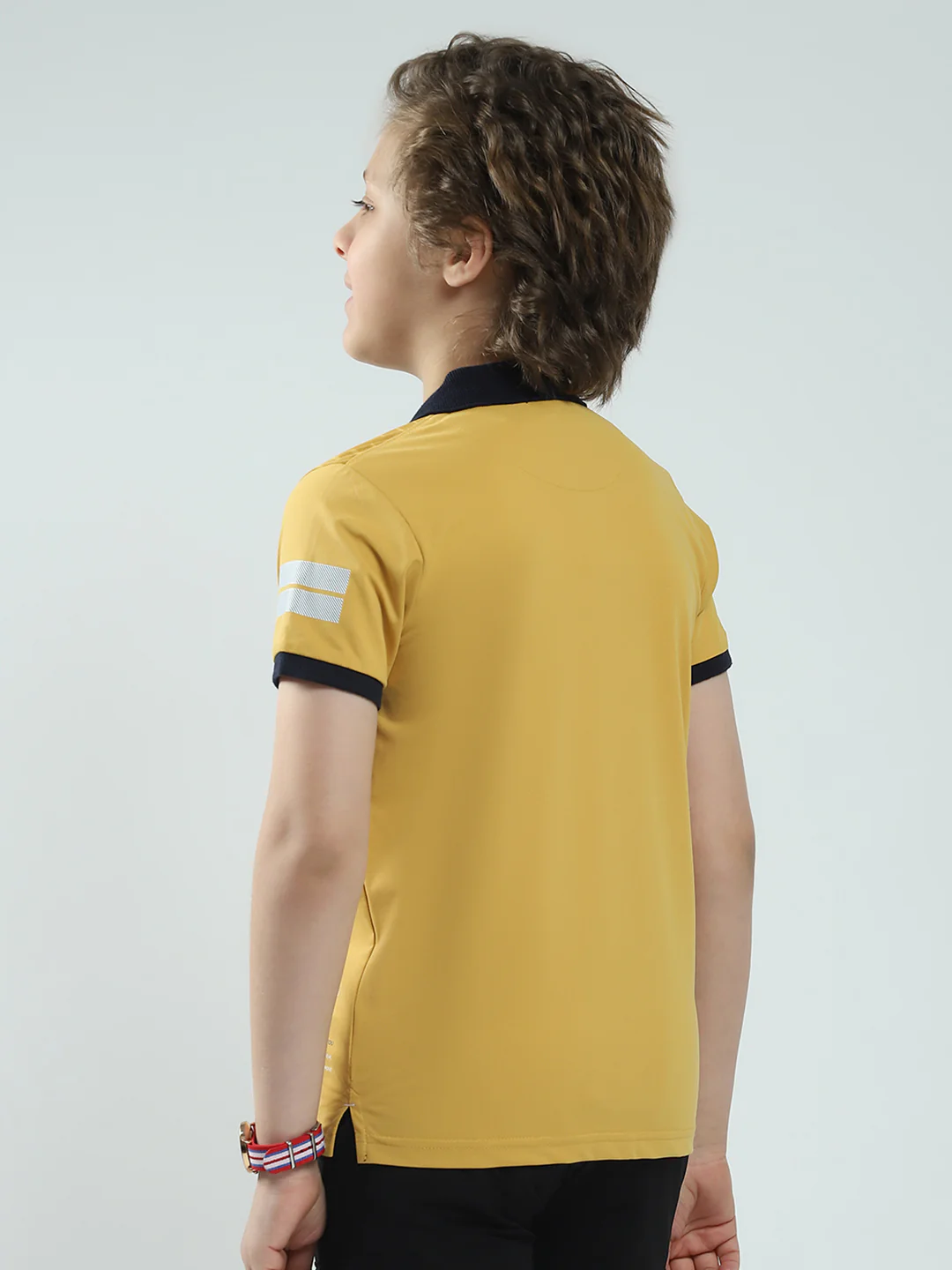 Boys Mustard Printed Collar Half Sleeve T-Shirt - Image 5