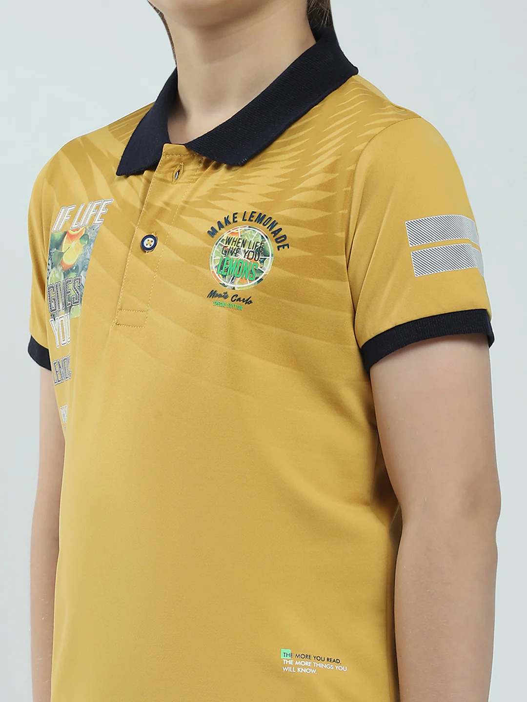 Boys Mustard Printed Collar Half Sleeve T-Shirt - Image 6