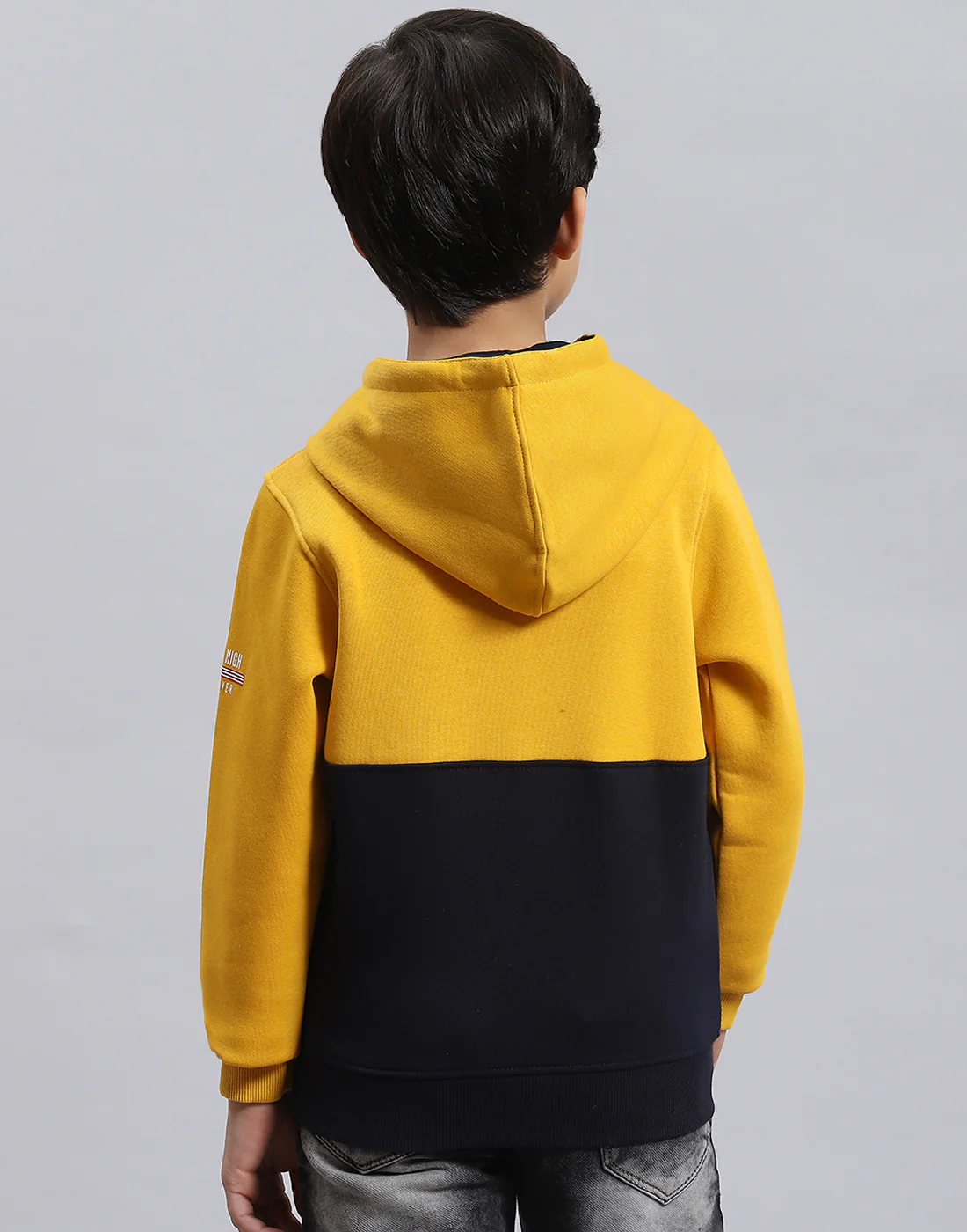 Boys Mustard Printed Hooded Full Sleeve Sweatshirt - Image 6
