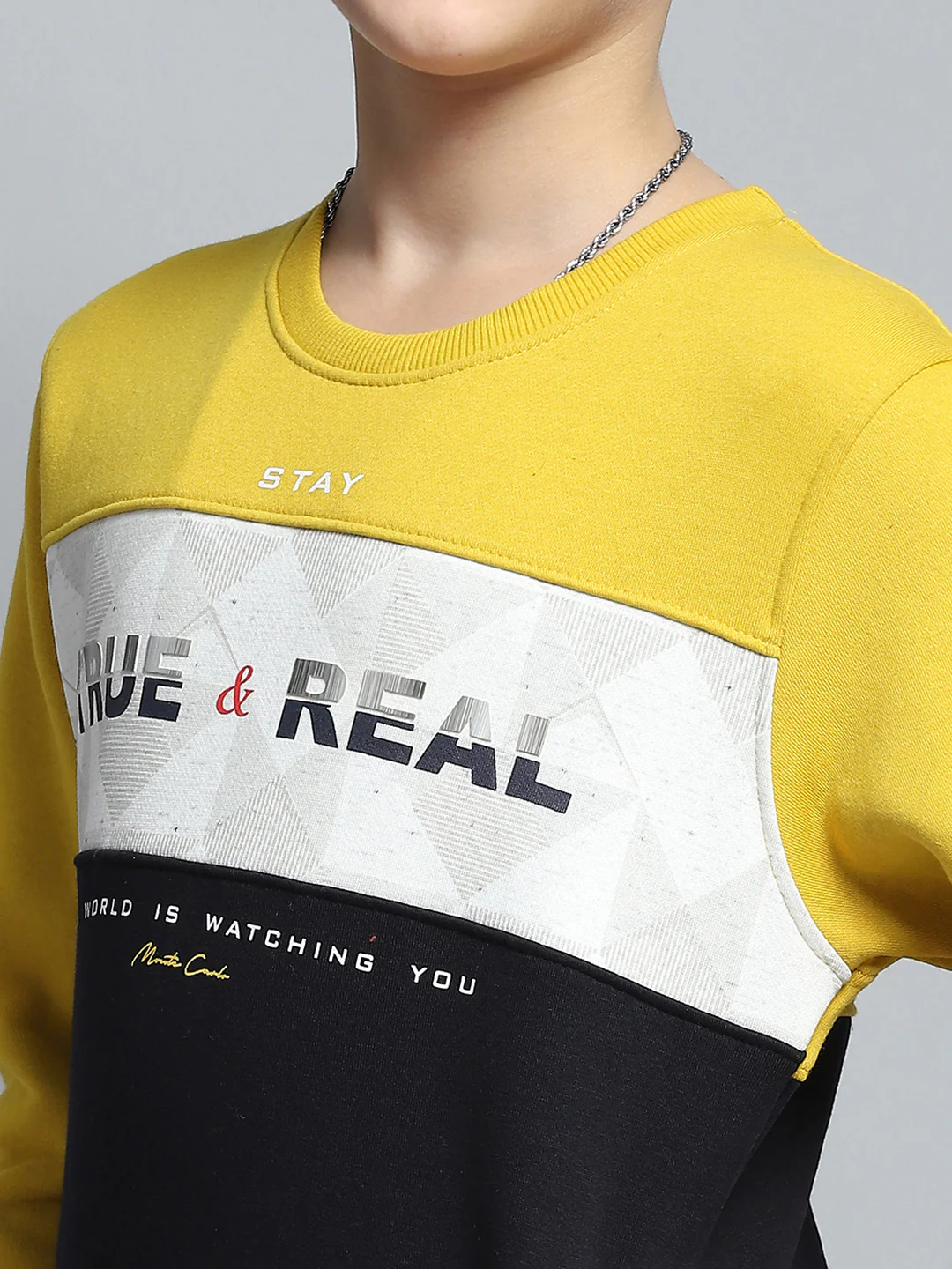 Boys Mustard Printed Round Neck Full Sleeve Tracksuit - Image 6