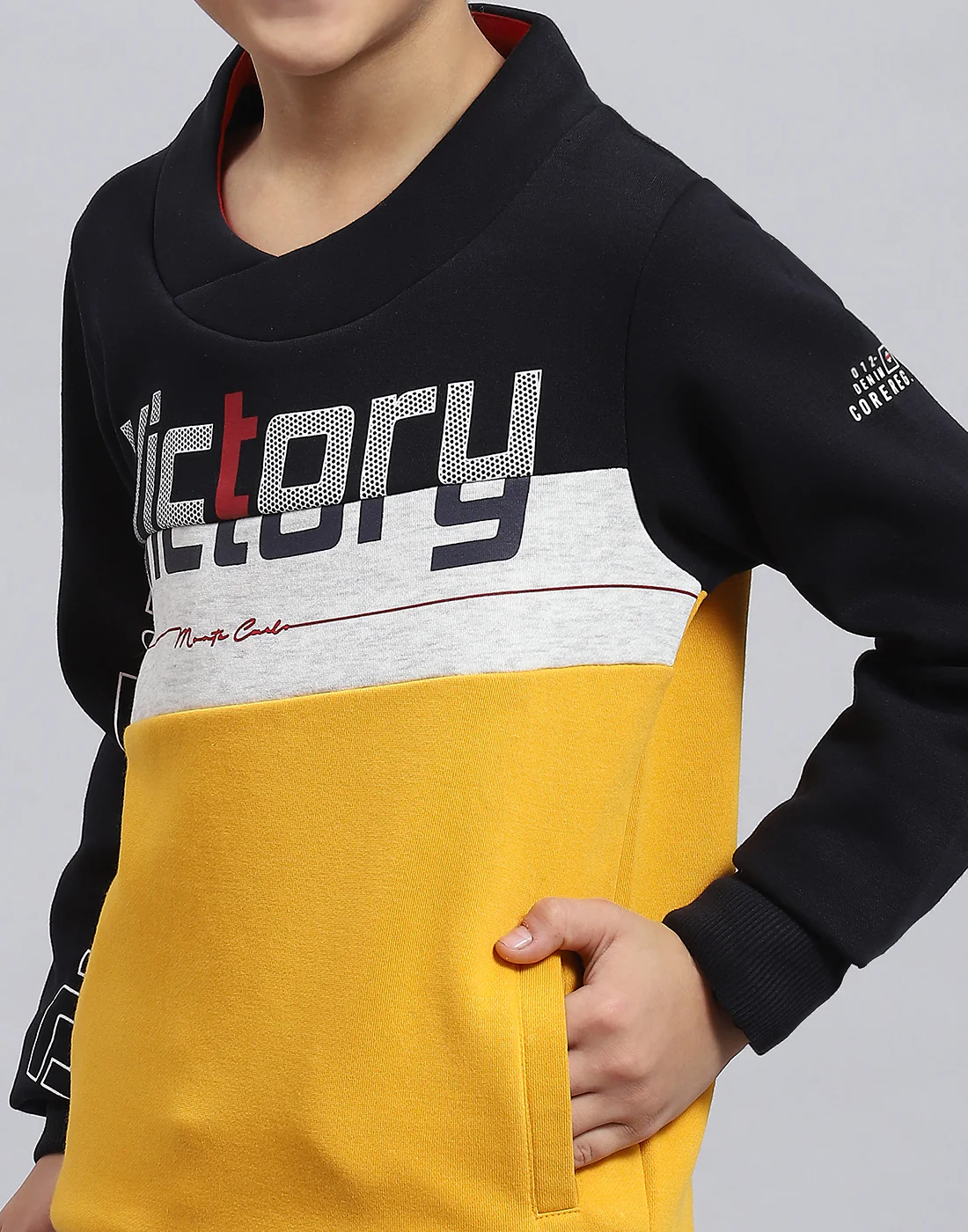 Boys Mustard Solid F Neck Full Sleeve Sweatshirt - Image 7
