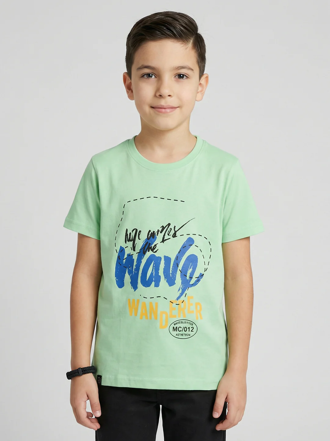 Boys Navy Blue & Green Printed Round Neck Half Sleeve T-Shirt (Pack of 2) - Image 10