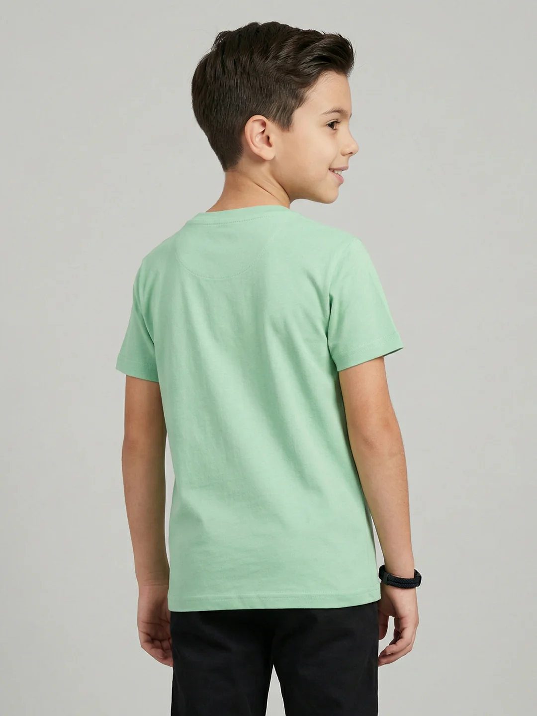 Boys Navy Blue & Green Printed Round Neck Half Sleeve T-Shirt (Pack of 2) - Image 4