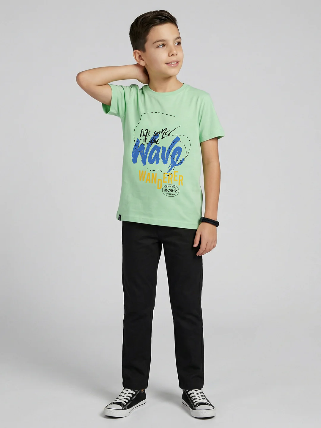 Boys Navy Blue & Green Printed Round Neck Half Sleeve T-Shirt (Pack of 2) - Image 5