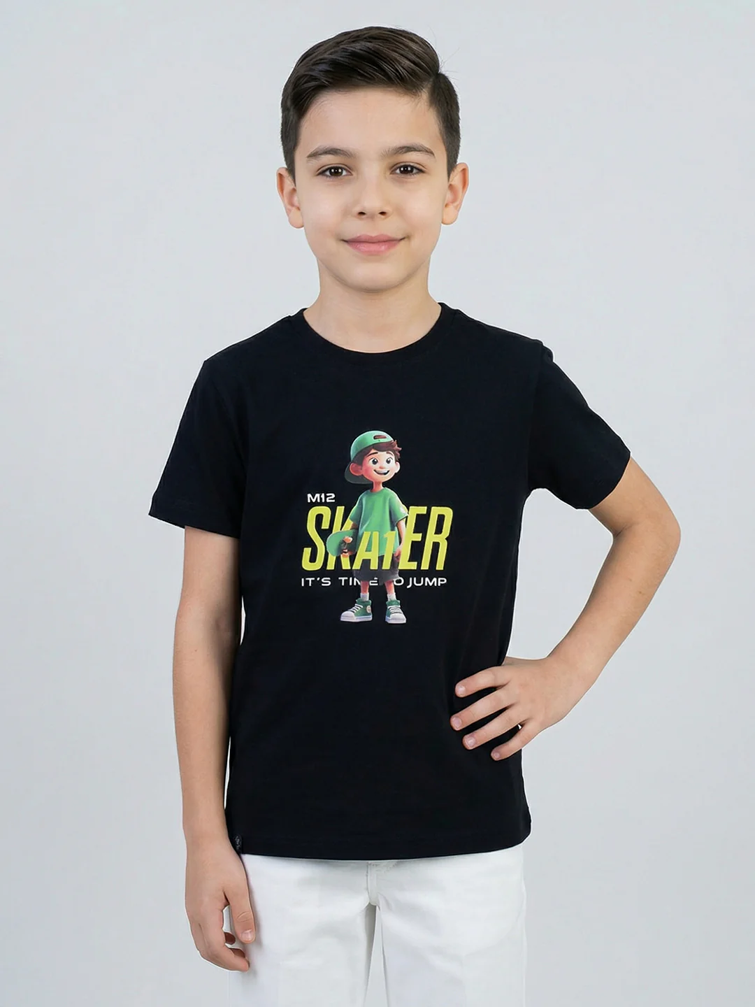 Boys Navy Blue & Green Printed Round Neck Half Sleeve T-Shirt (Pack of 2) - Image 6