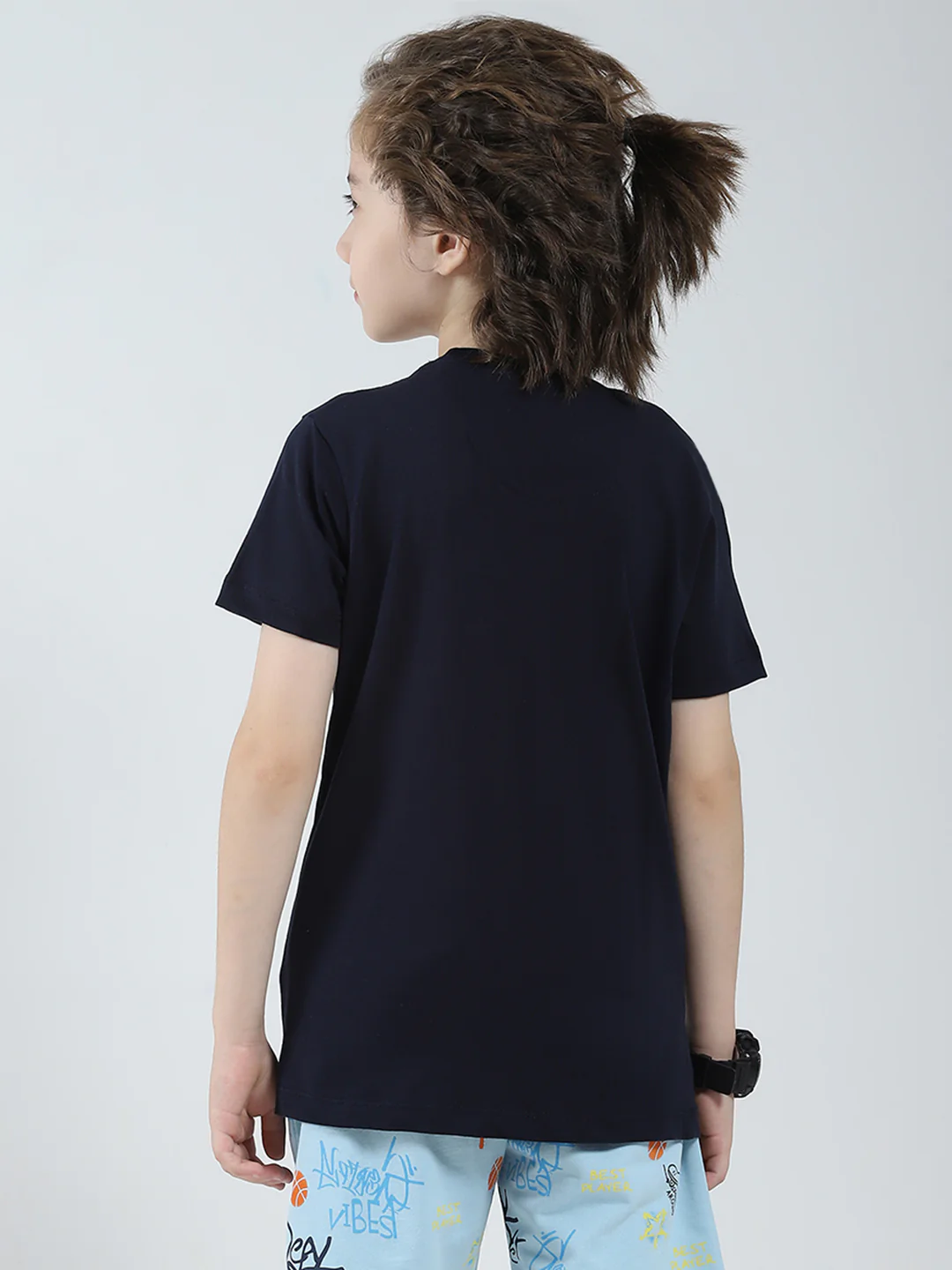 Boys Navy Blue & Green Printed Round Neck Half Sleeve T-Shirt (Pack of 2) - Image 6