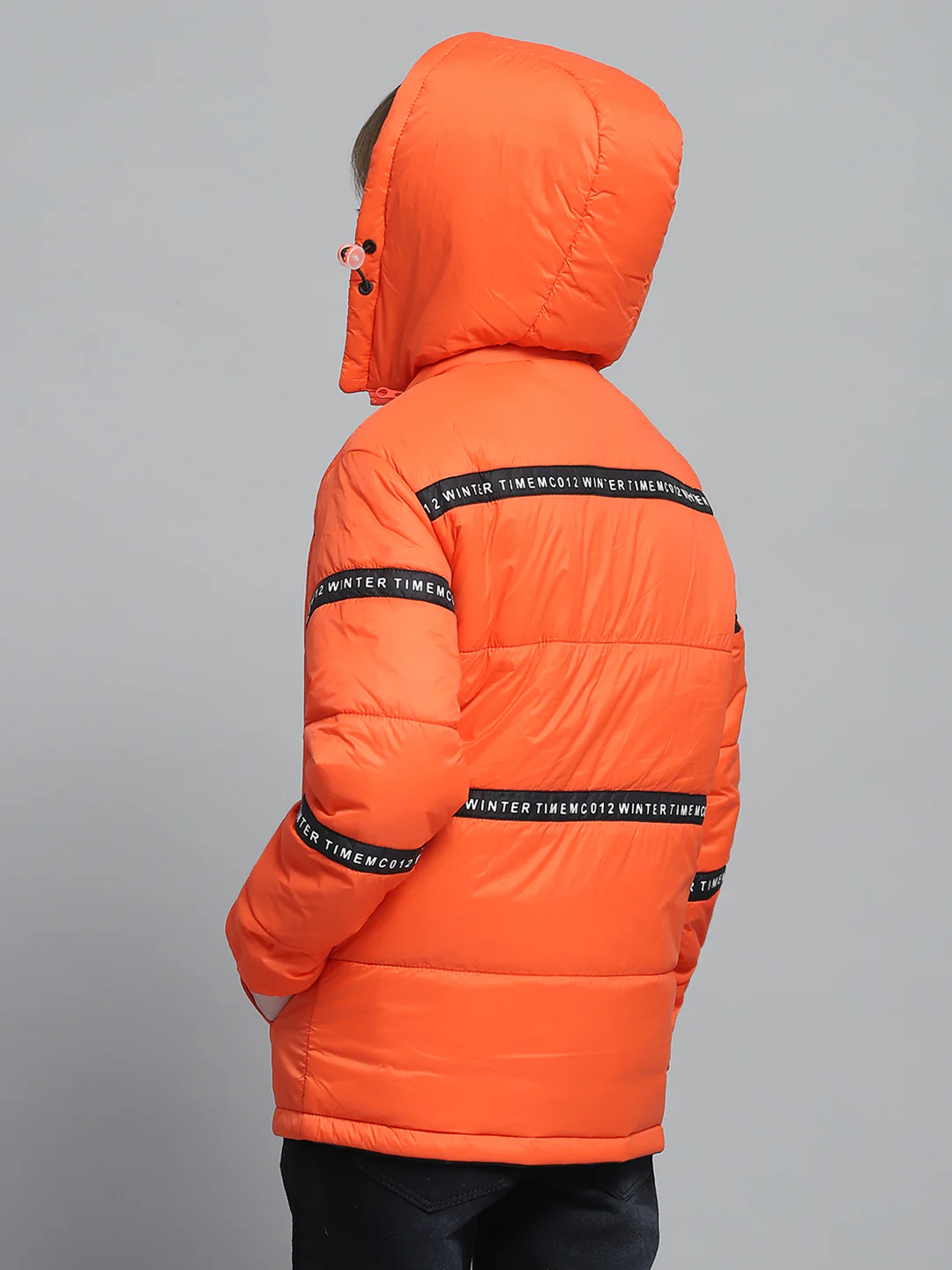 Boys Navy Blue & Orange Printed Hooded Full Sleeve Reversible Jacket - Image 8