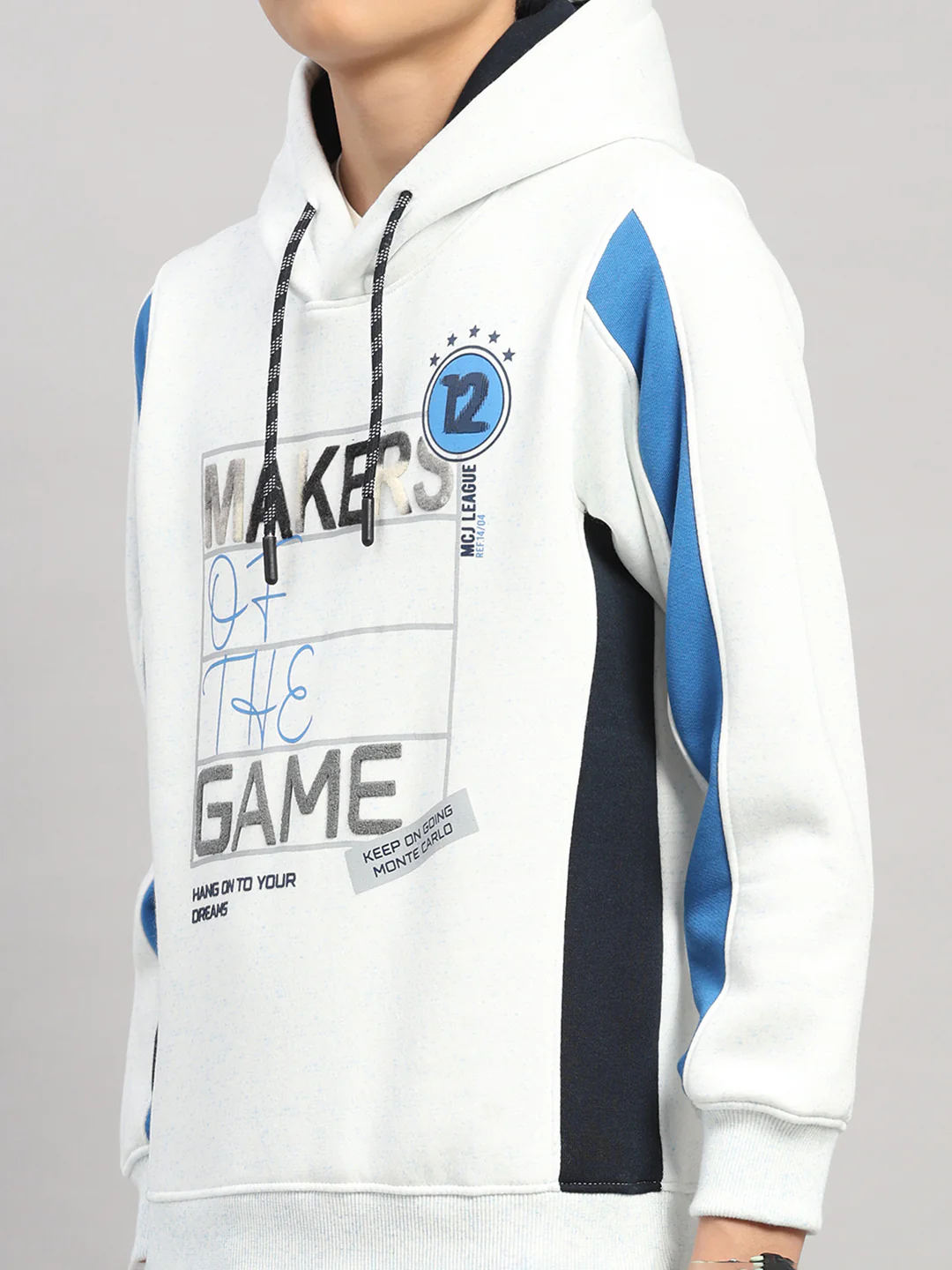 Boys Navy Blue Printed Collar Full Sleeve Winter Tracksuit - Image 7