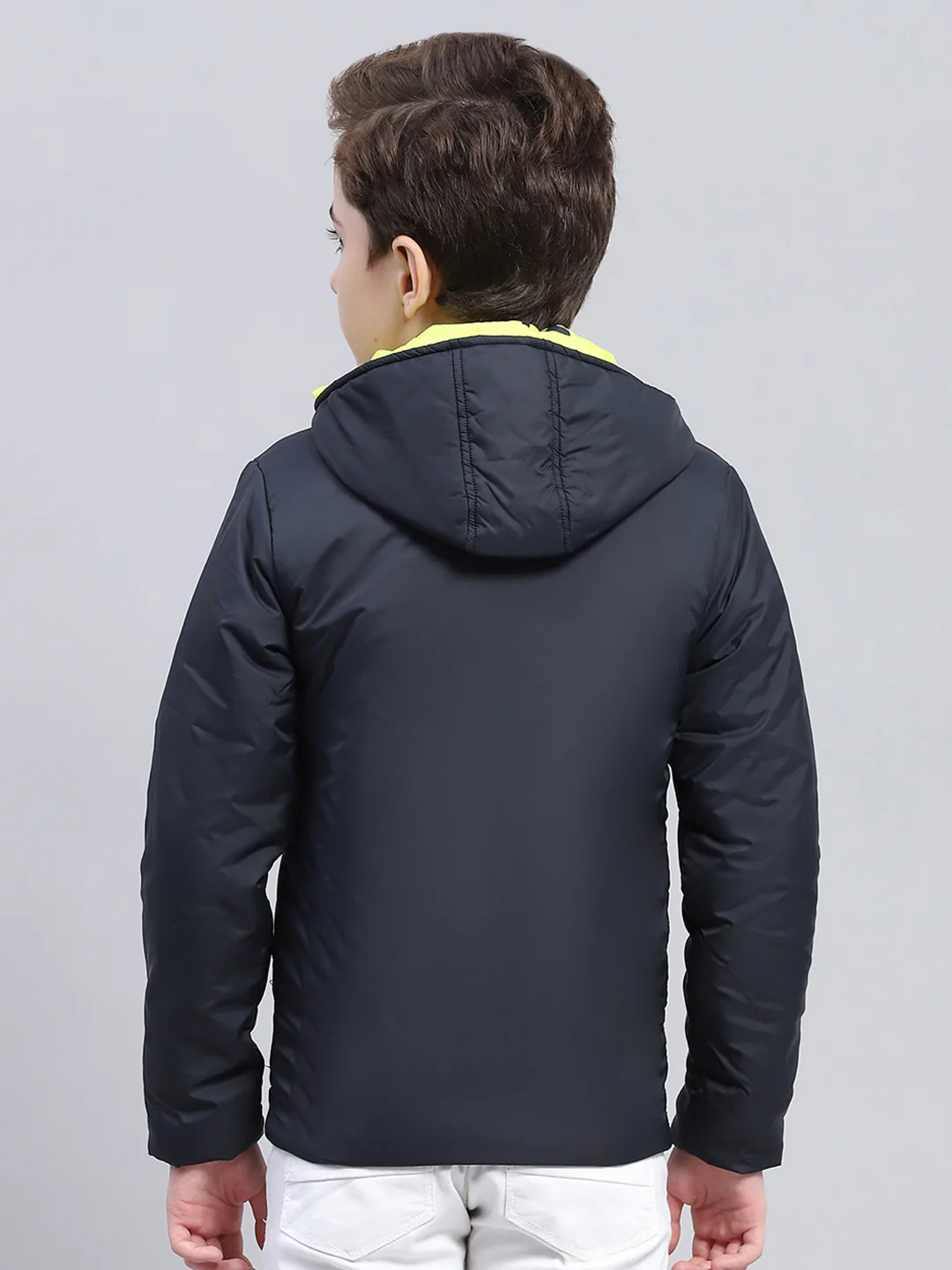 Boys Navy Blue Printed Hooded Full Sleeve Jacket - Image 5