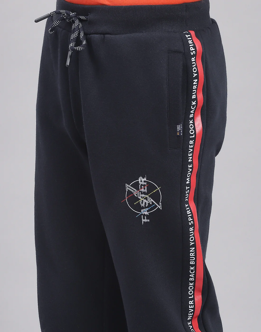 Boys Navy Blue Printed Hooded Full Sleeve Tracksuit - Image 8