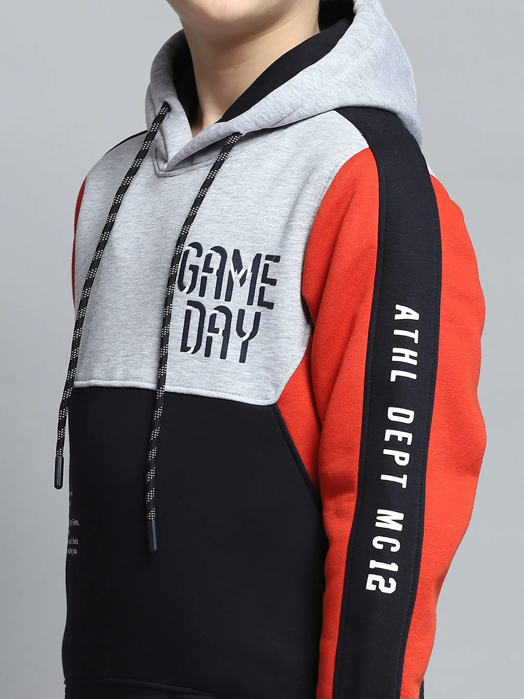 Boys Navy Blue Printed Hooded Full Sleeve Tracksuit - Image 8