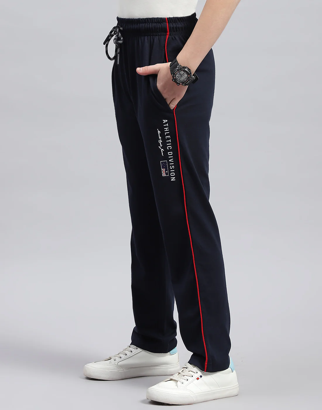 Boys Navy Blue Printed Regular Fit Lower - Image 4