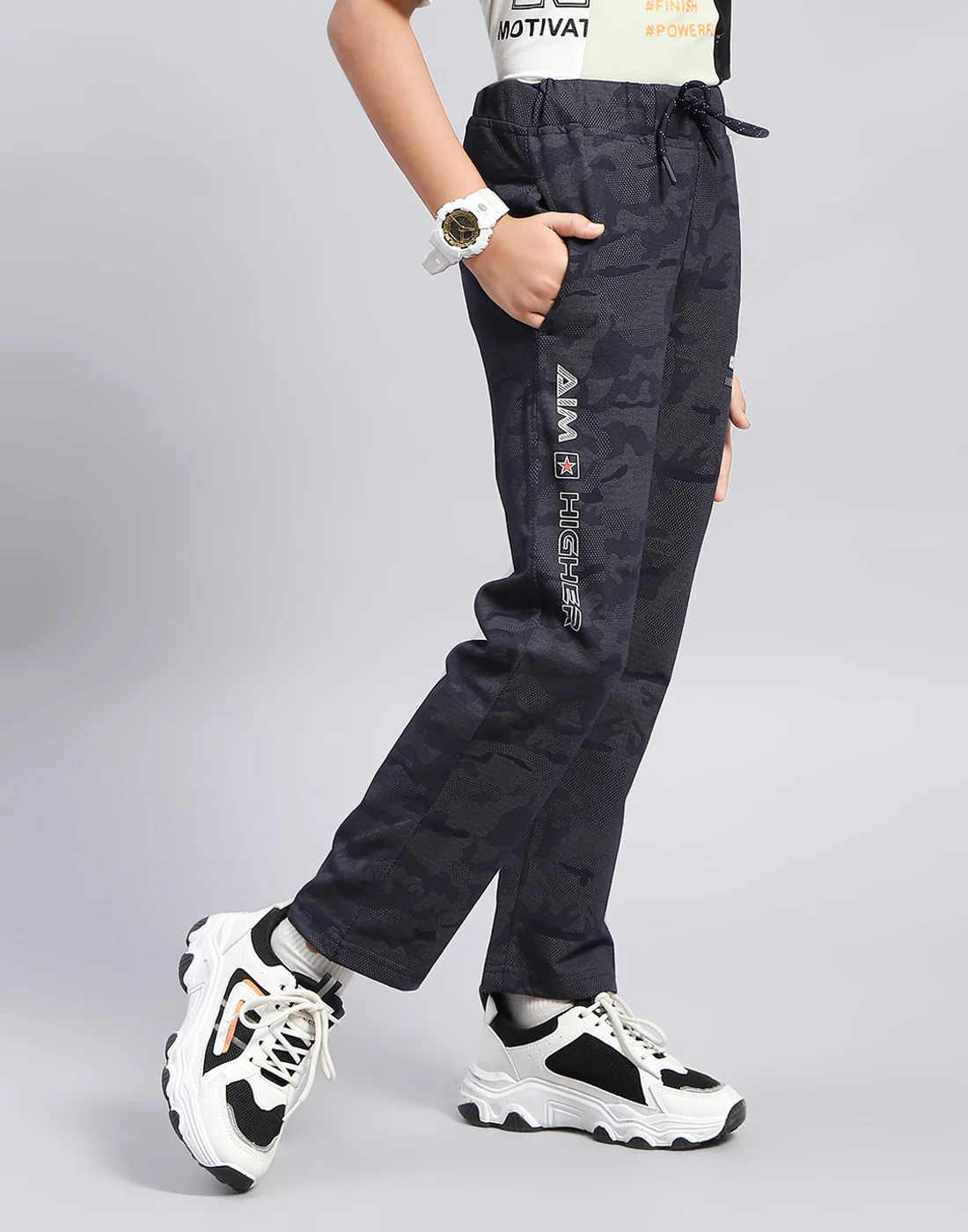 Boys Navy Blue Printed Regular Fit Lower - Image 4