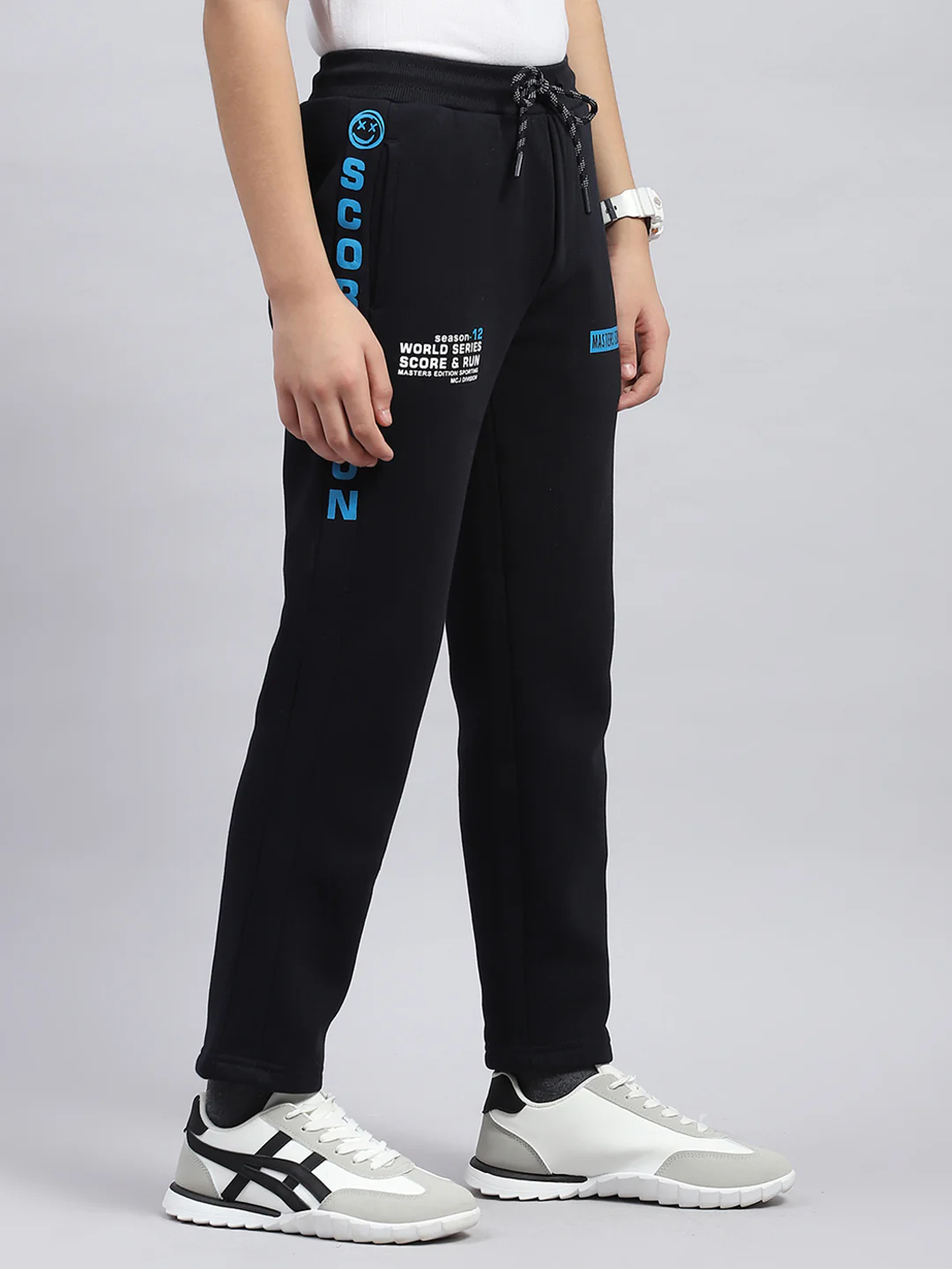 Boys Navy Blue Printed Regular Fit Lower - Image 4