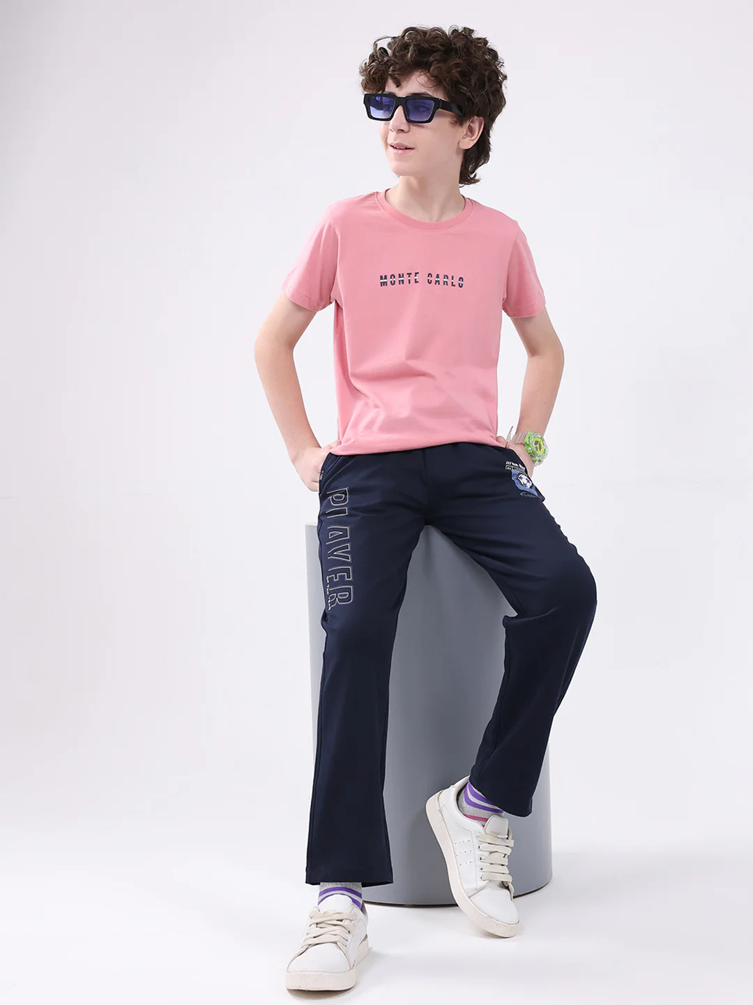 Boys Navy Blue Printed Regular Fit Lower - Image 2