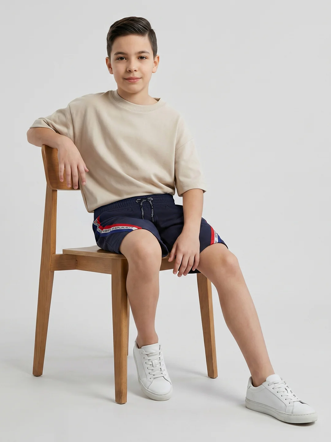 Boys Navy Blue Printed Regular Fit Shorts - Image 5