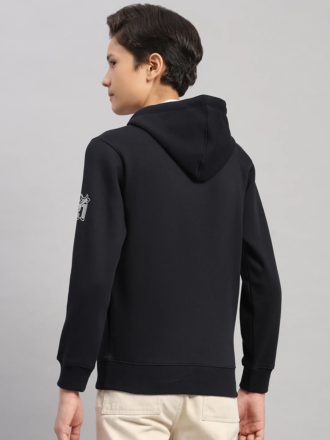 Boys Navy Blue Printed Round Neck Full Sleeve Sweatshirt - Image 5