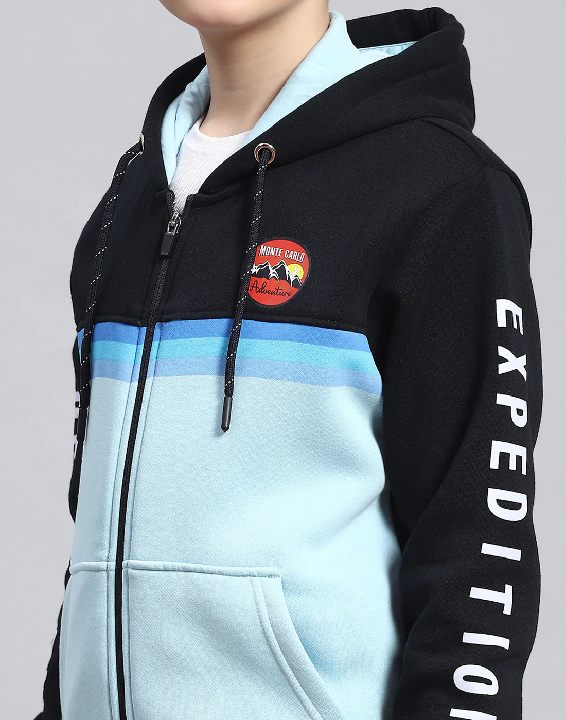 Boys Navy Blue Printed Round Neck Full Sleeve Tracksuit - Image 6