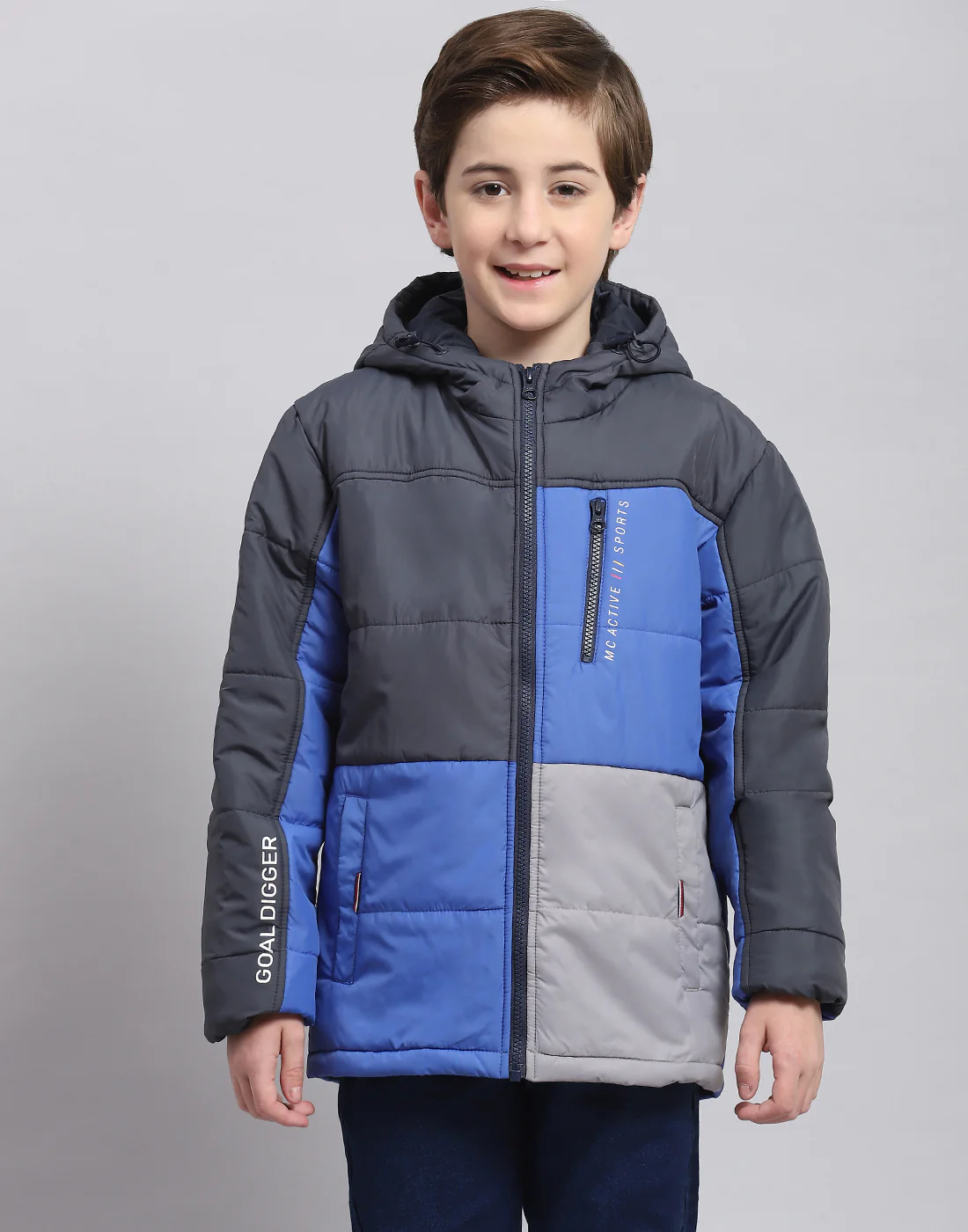 Boys Navy Blue Solid Hooded Full Sleeve Boys Jacket - Image 2